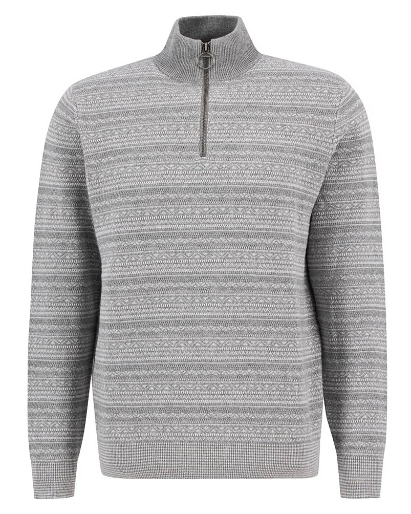 Barbour Dartfield Mens Half Zip Knitted Jumper - Light Grey