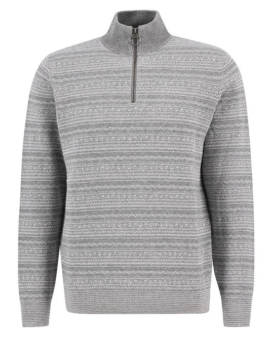 Barbour Dartfield Mens Half Zip Knitted Jumper - Light Grey
