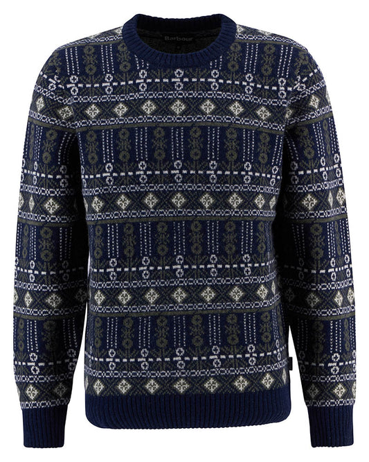 Barbour Grangetown Mens Fair Isle Crew Neck Sweater - Inky Blue