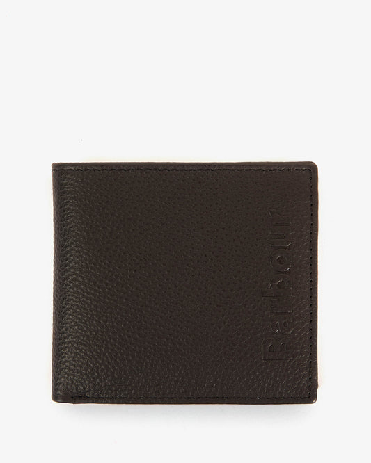 Barbour Mens Logo Leather Billfold Wallet - Black