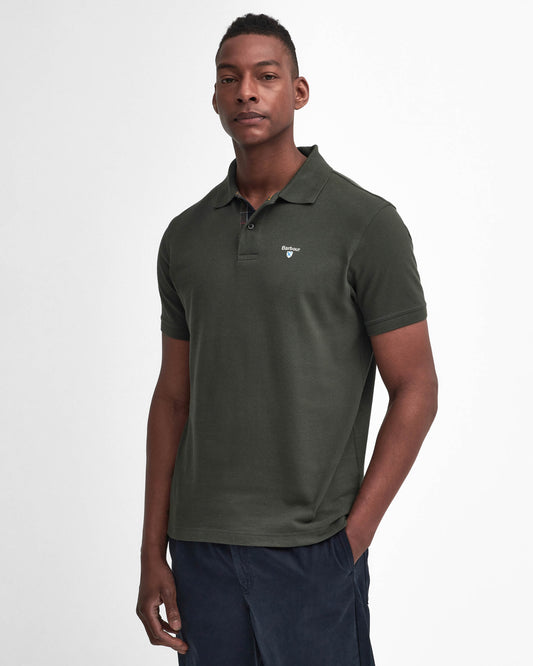 Barbour Tartan Pique Mens Polo - Seaweed