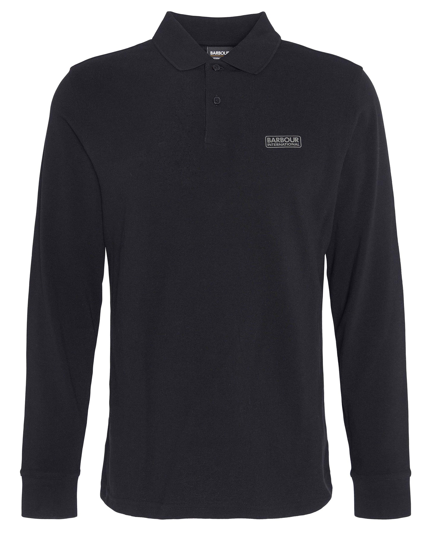 Barbour International Essential Mens Long Sleeve Polo - Black/Pewter