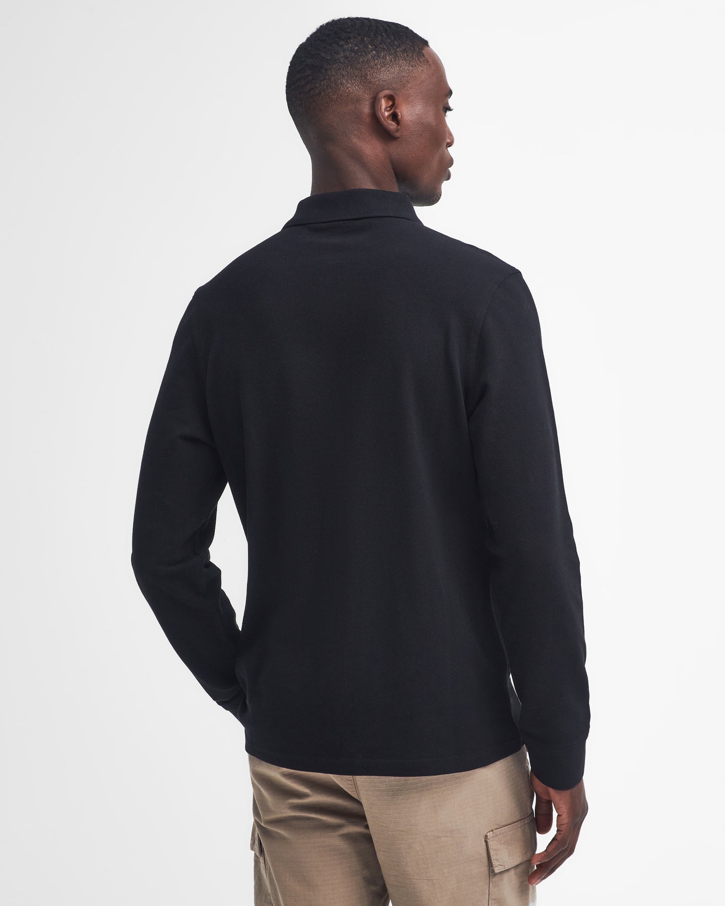 Barbour International Essential Mens Long Sleeve Polo - Black/Pewter
