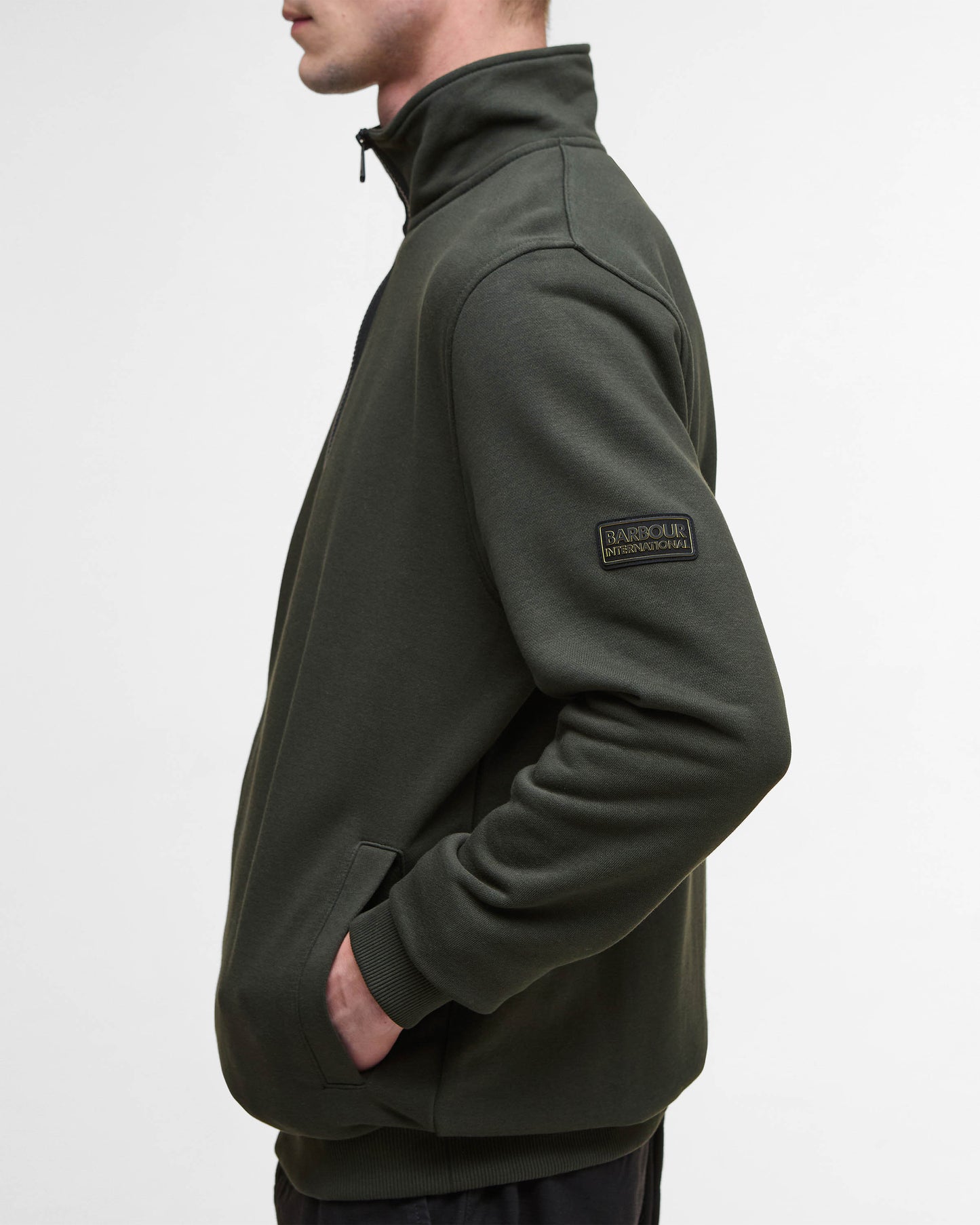 Barbour International Outline Mens Funnel Neck Sweatshirt - Sage