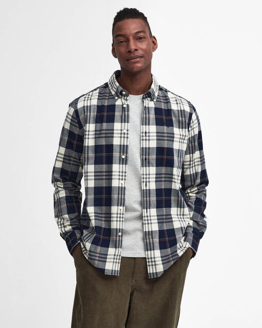 Barbour Edgar Mens Tailored Checked Shirt - Navy