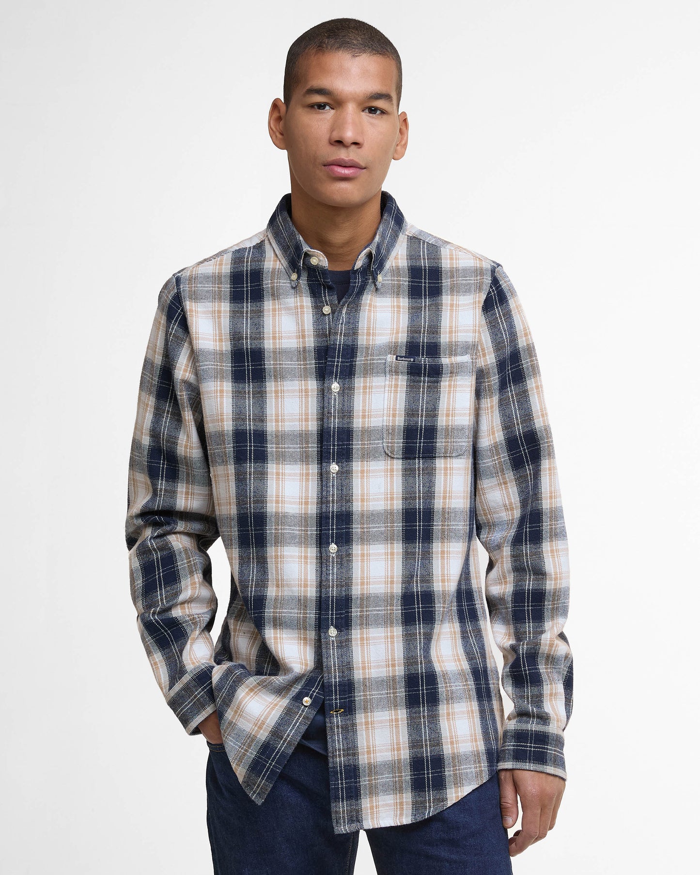 Barbour Sillwith Mens Tailored Checked Shirt - Ecru