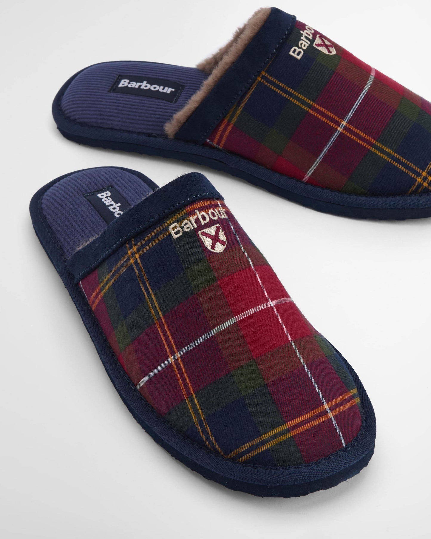 Barbour Everitt Mens Tartan Mule Slippers - Winterberry Tartan