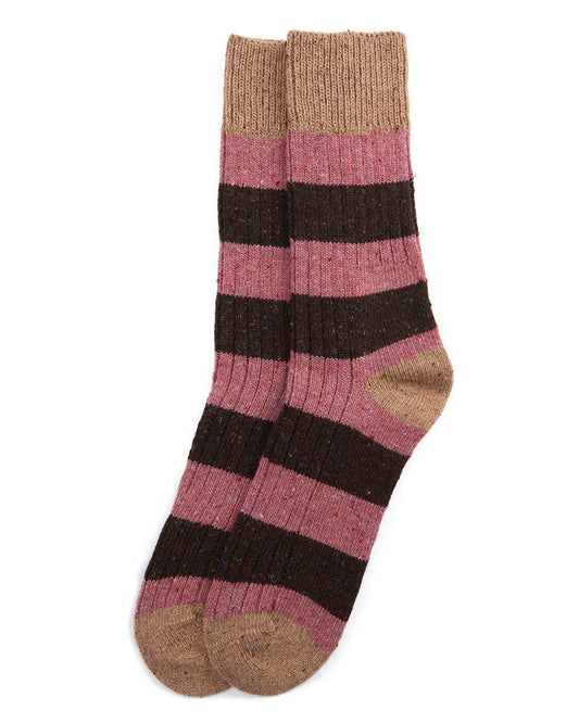 Barbour Houghton Stripe Mens Socks - Earth Pink