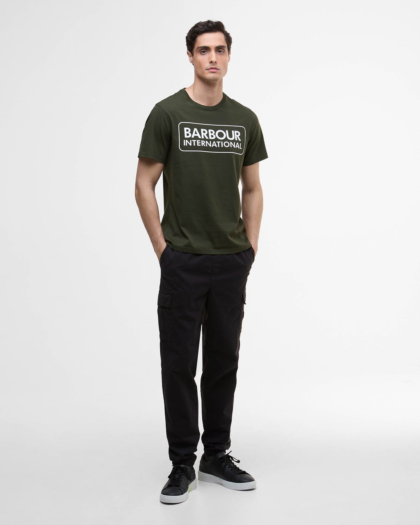 Barbour International Essential Large Logo Mens T-Shirt - Sage/White