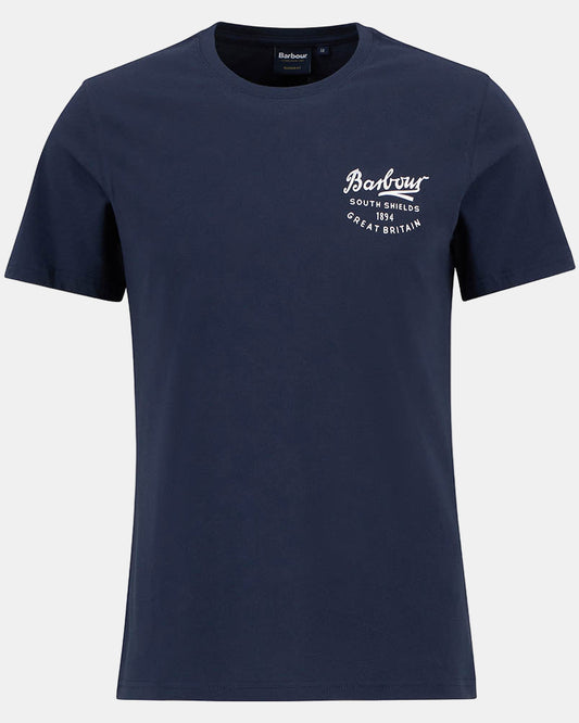 Barbour Script Mens Graphic T-Shirt - Navy
