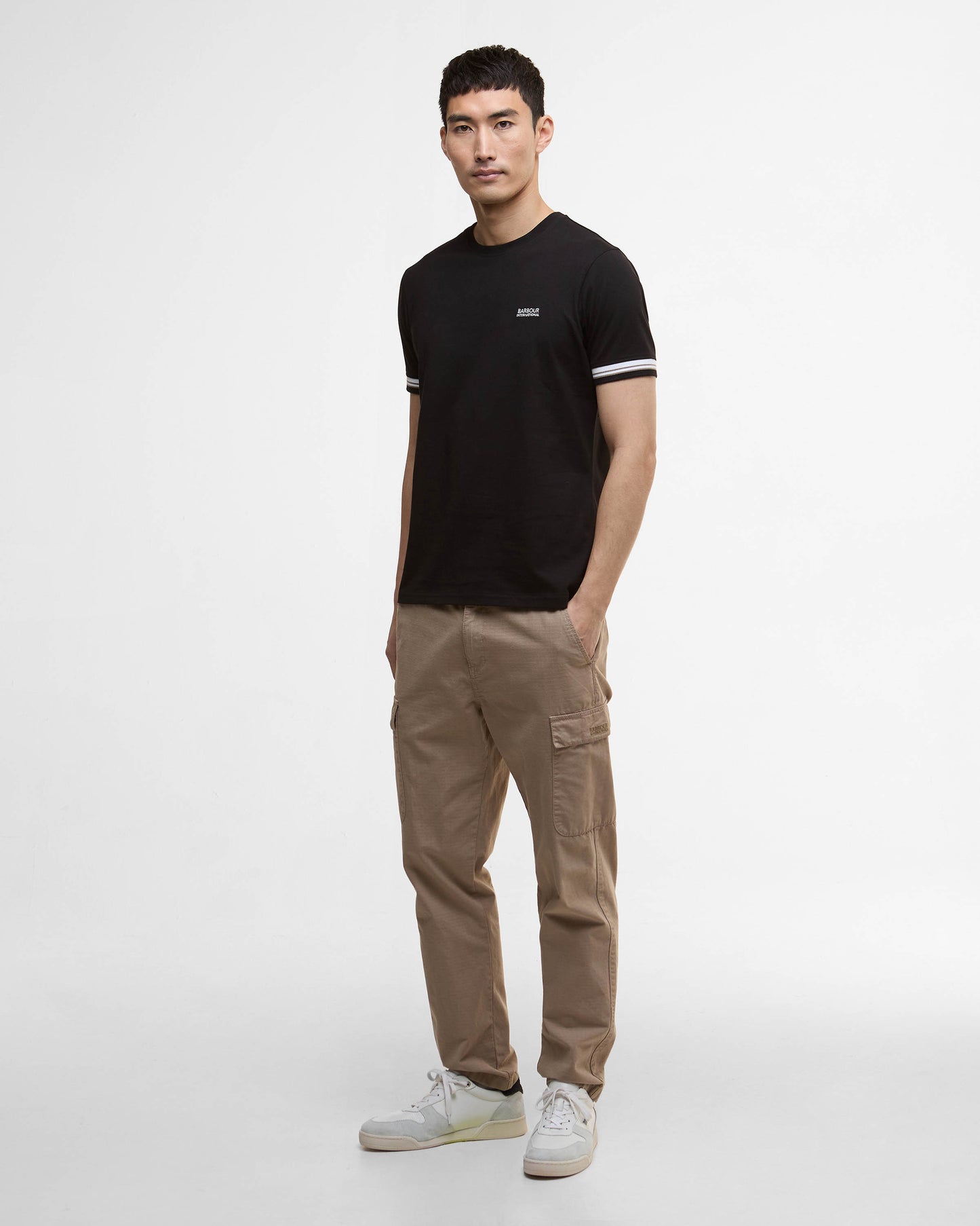 Barbour International Bruce Mens Tipped Cuff T-Shirt - Black