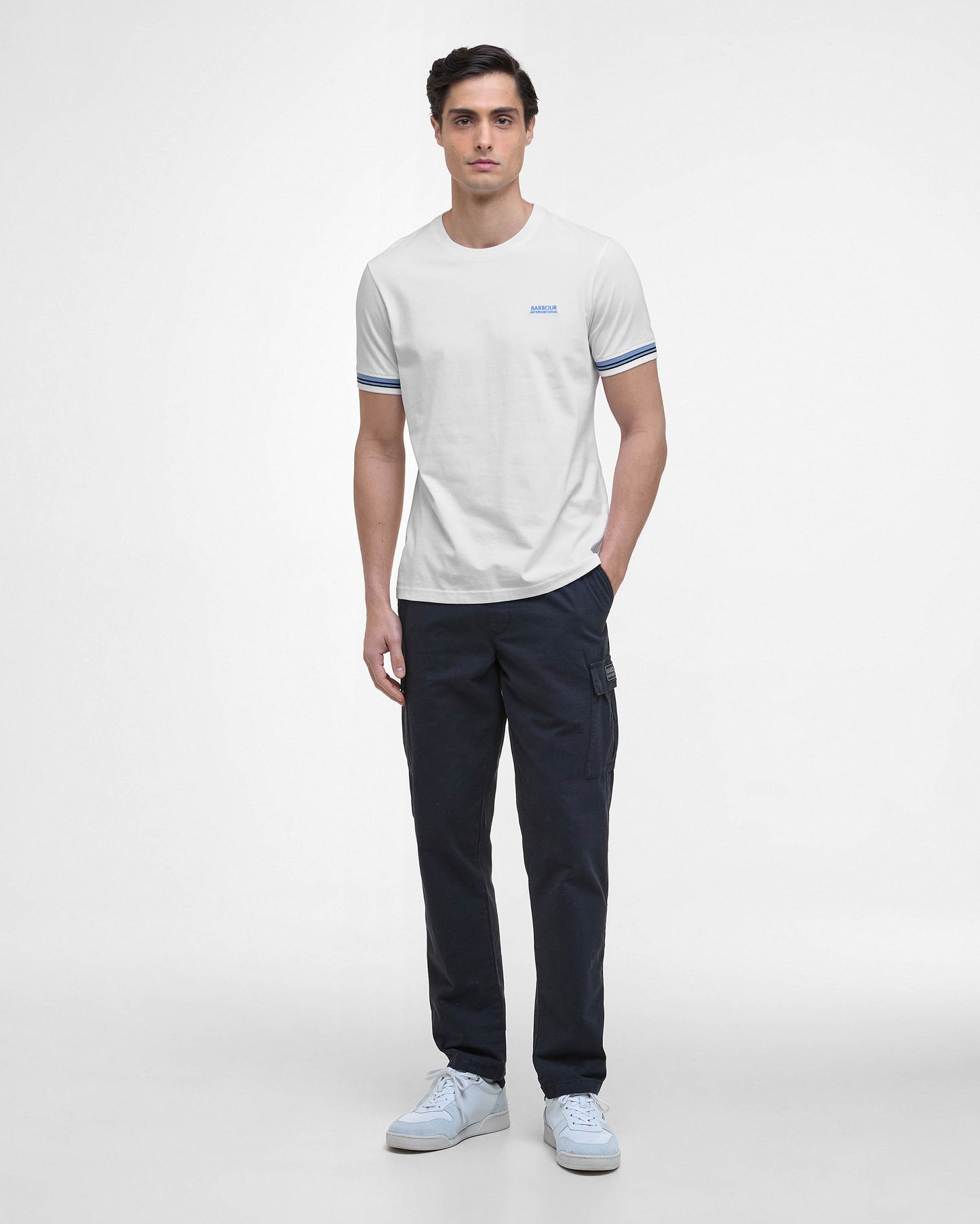 Barbour International Bruce Mens Tipped Cuff T-Shirt - White