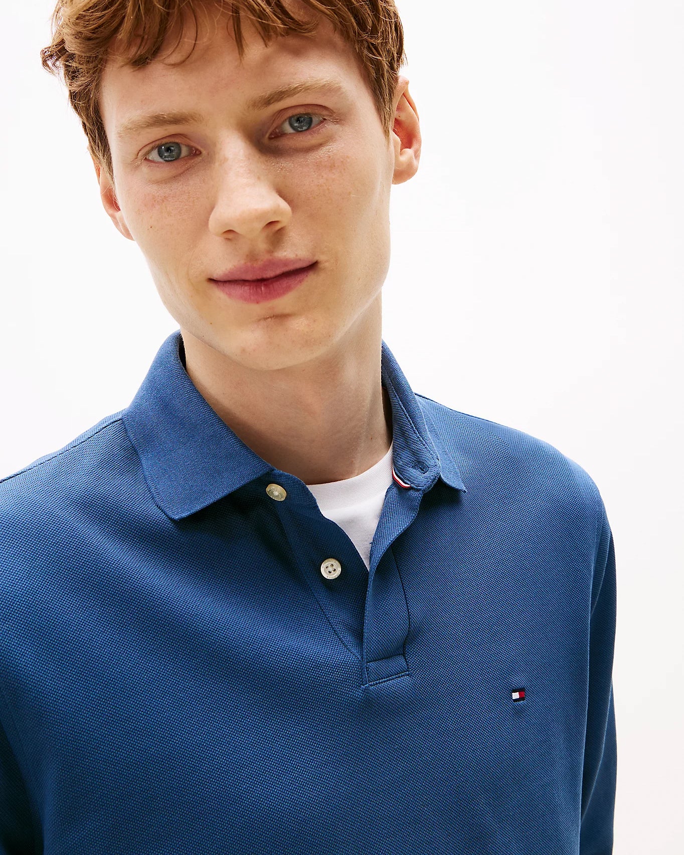 Tommy Hilfiger 1985 Regular Long Sleeve Mens Polo Shirt - Aegean Sea