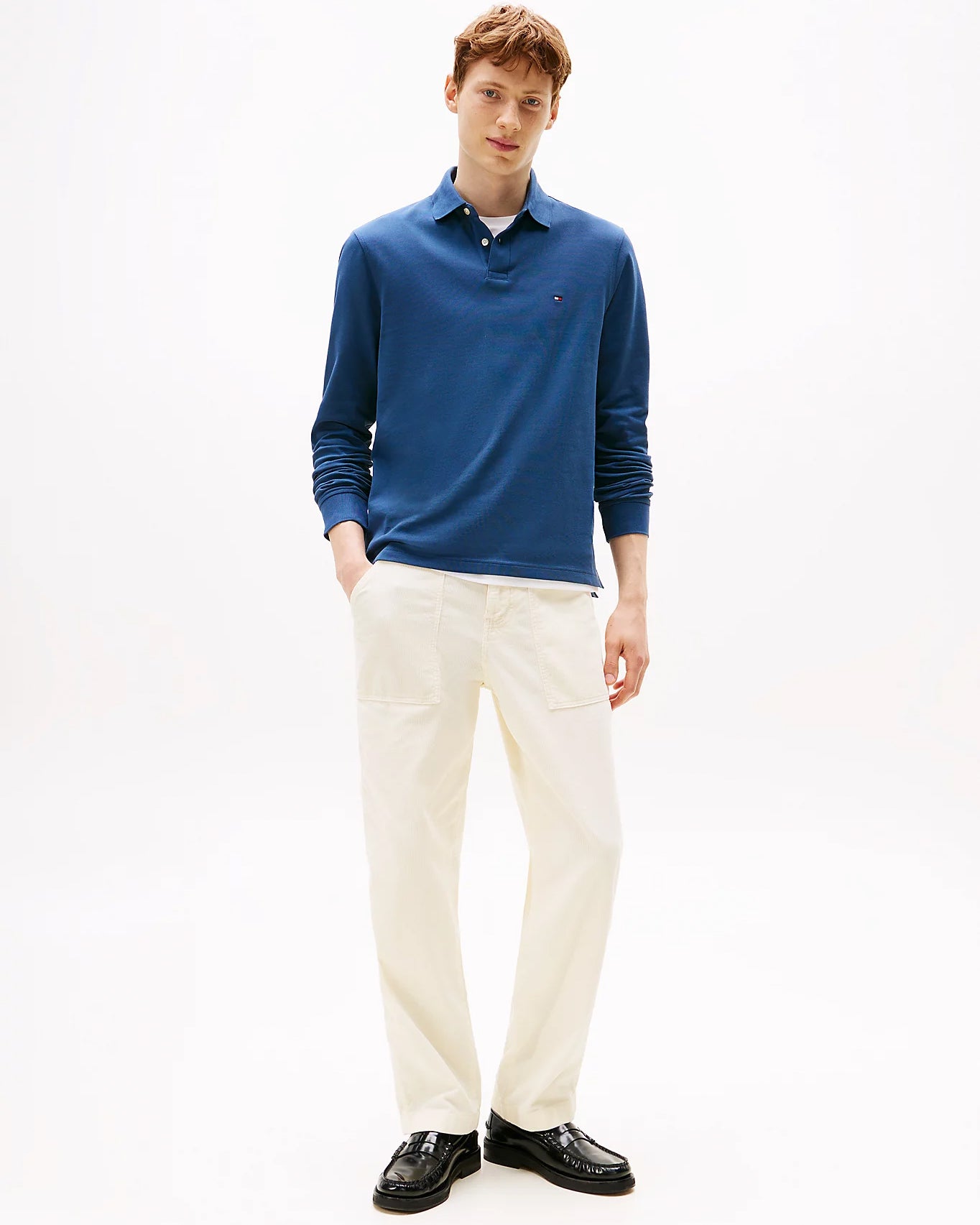 Tommy Hilfiger 1985 Regular Long Sleeve Mens Polo Shirt - Aegean Sea