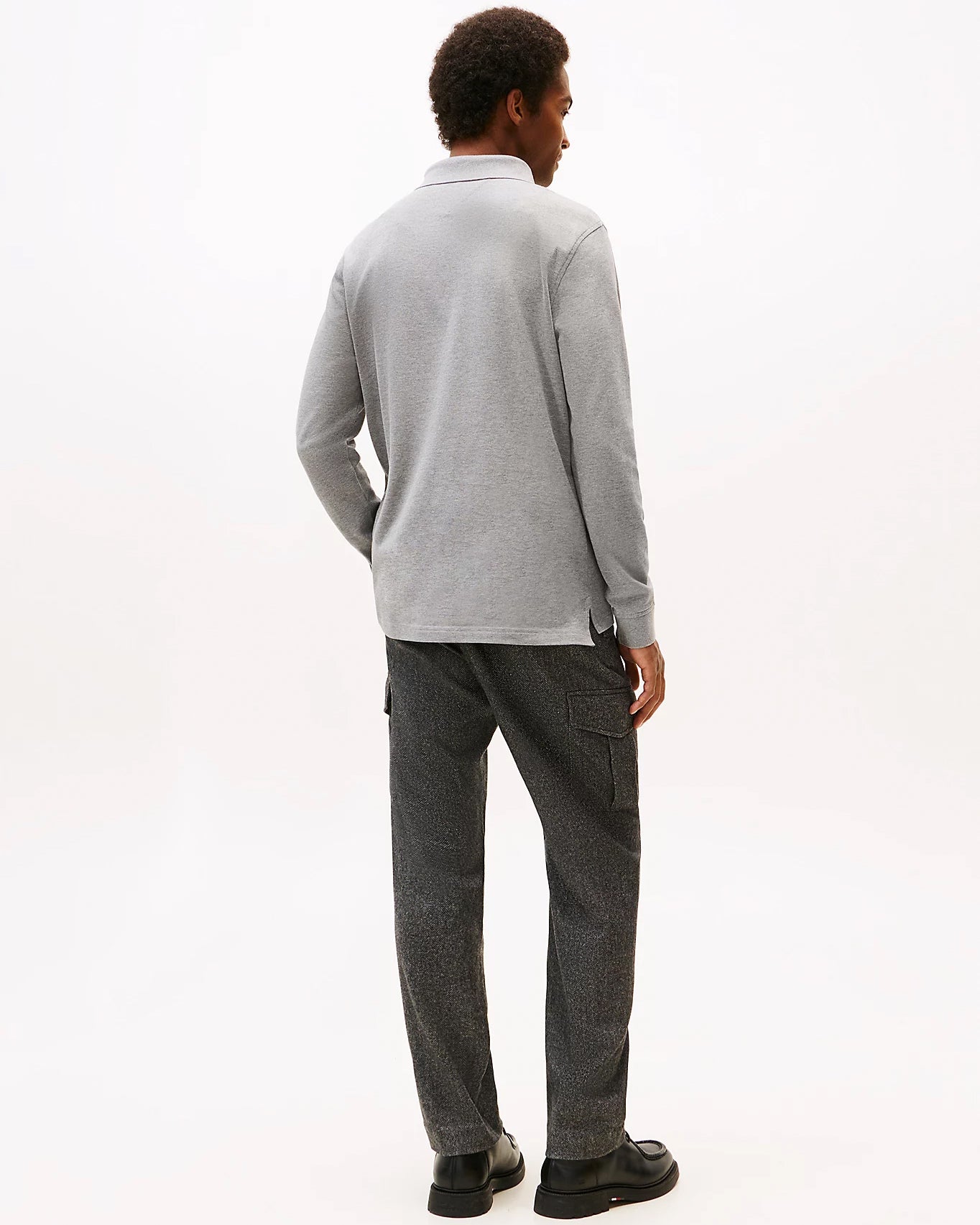 Tommy Hilfiger 1985 Regular Long Sleeve Mens Polo Shirt - Medium Grey Heather