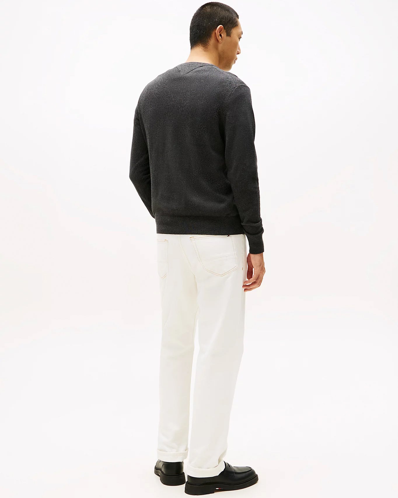 Tommy Hilfiger Organic Cotton Cashmere Mens Crew Sweater - Dark Grey Heather