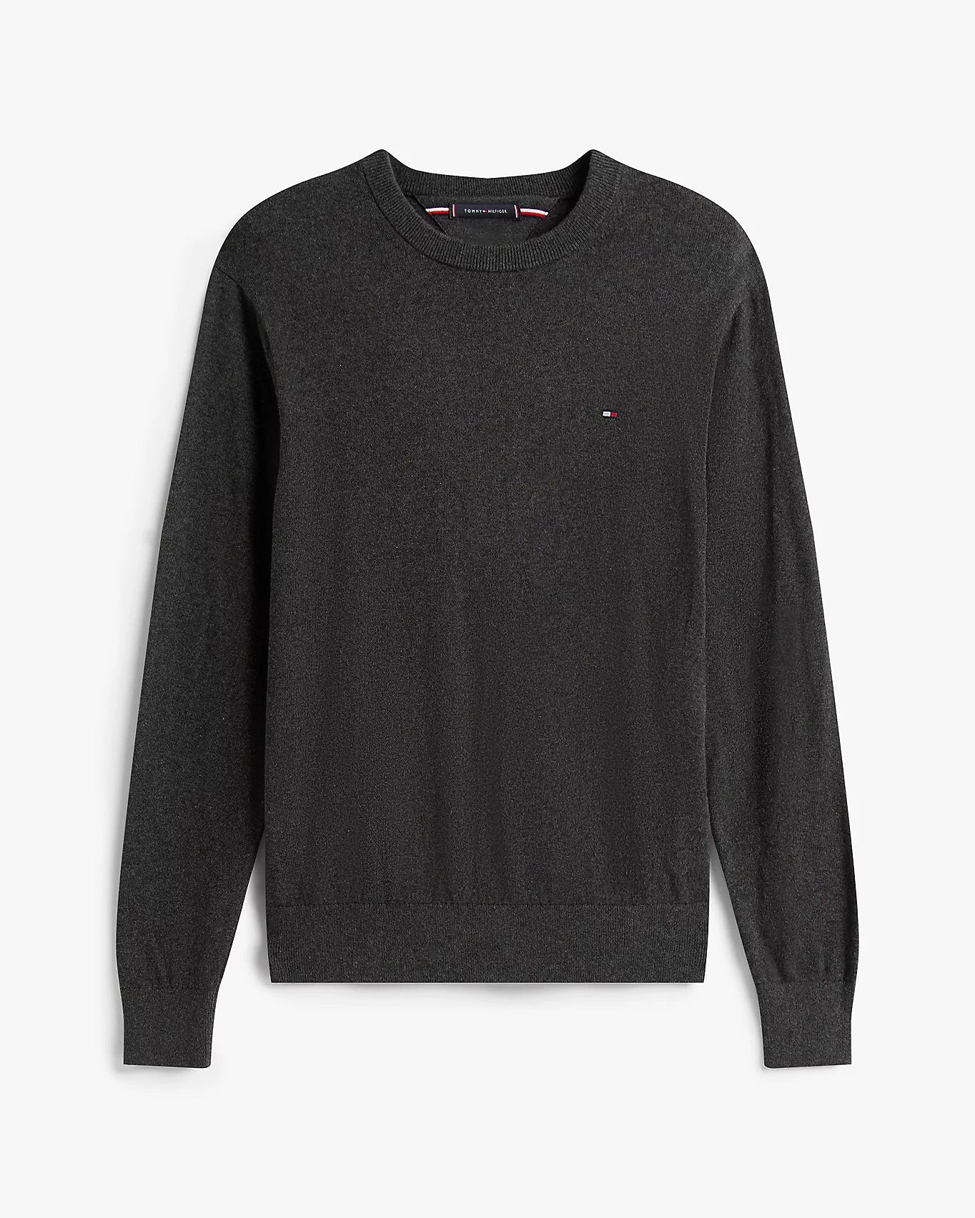 Tommy Hilfiger Organic Cotton Cashmere Mens Crew Sweater - Dark Grey Heather