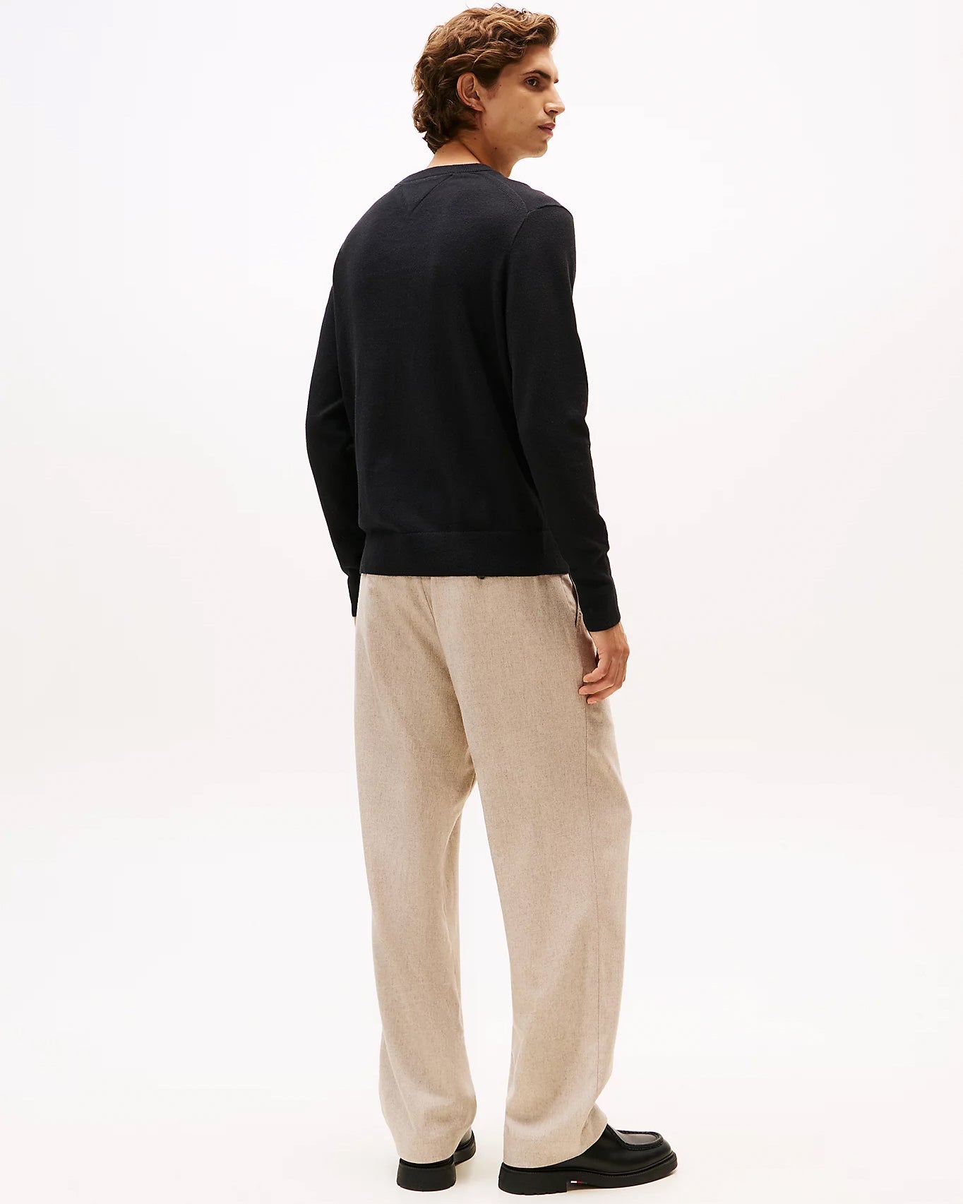 Tommy Hilfiger Pima Organic Cotton Mens Cashmere V-Neck Jumper - Black