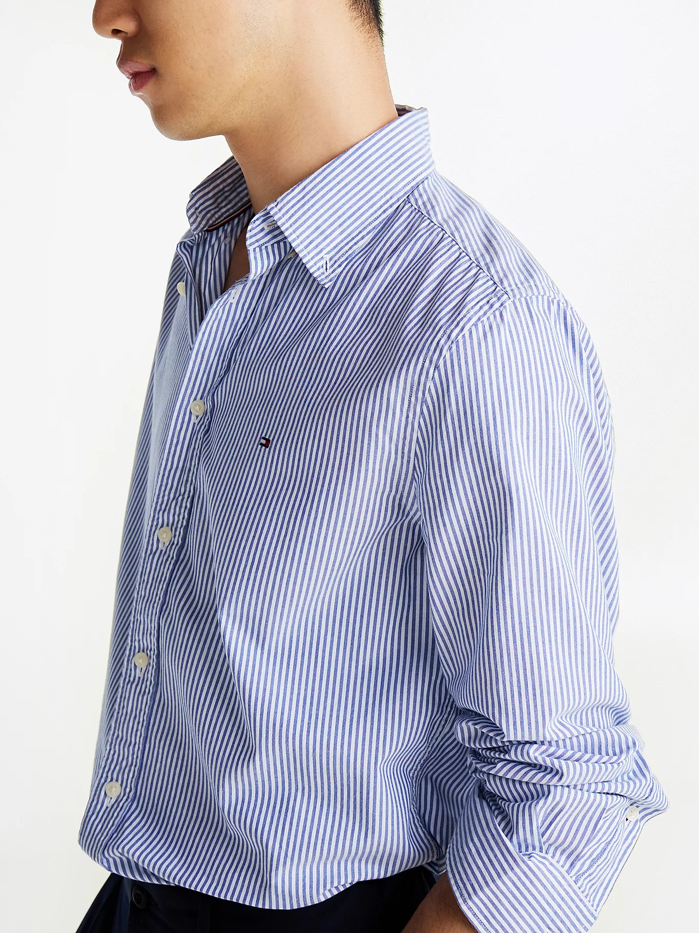 Tommy Hilfiger Flex Poplin Classic Strip Mens Long Sleeve Shirt