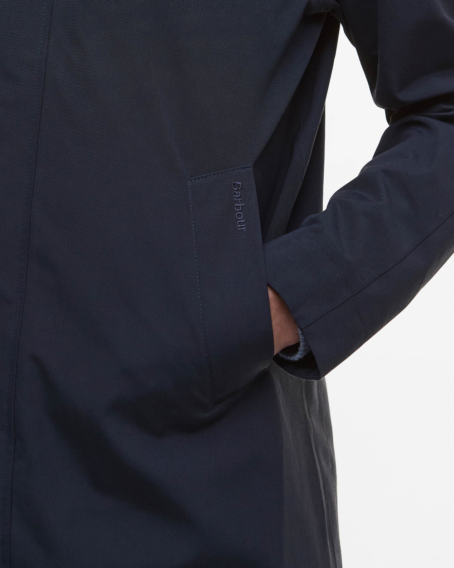 Barbour Hooded Lorden Mens Waterproof Mac - Navy