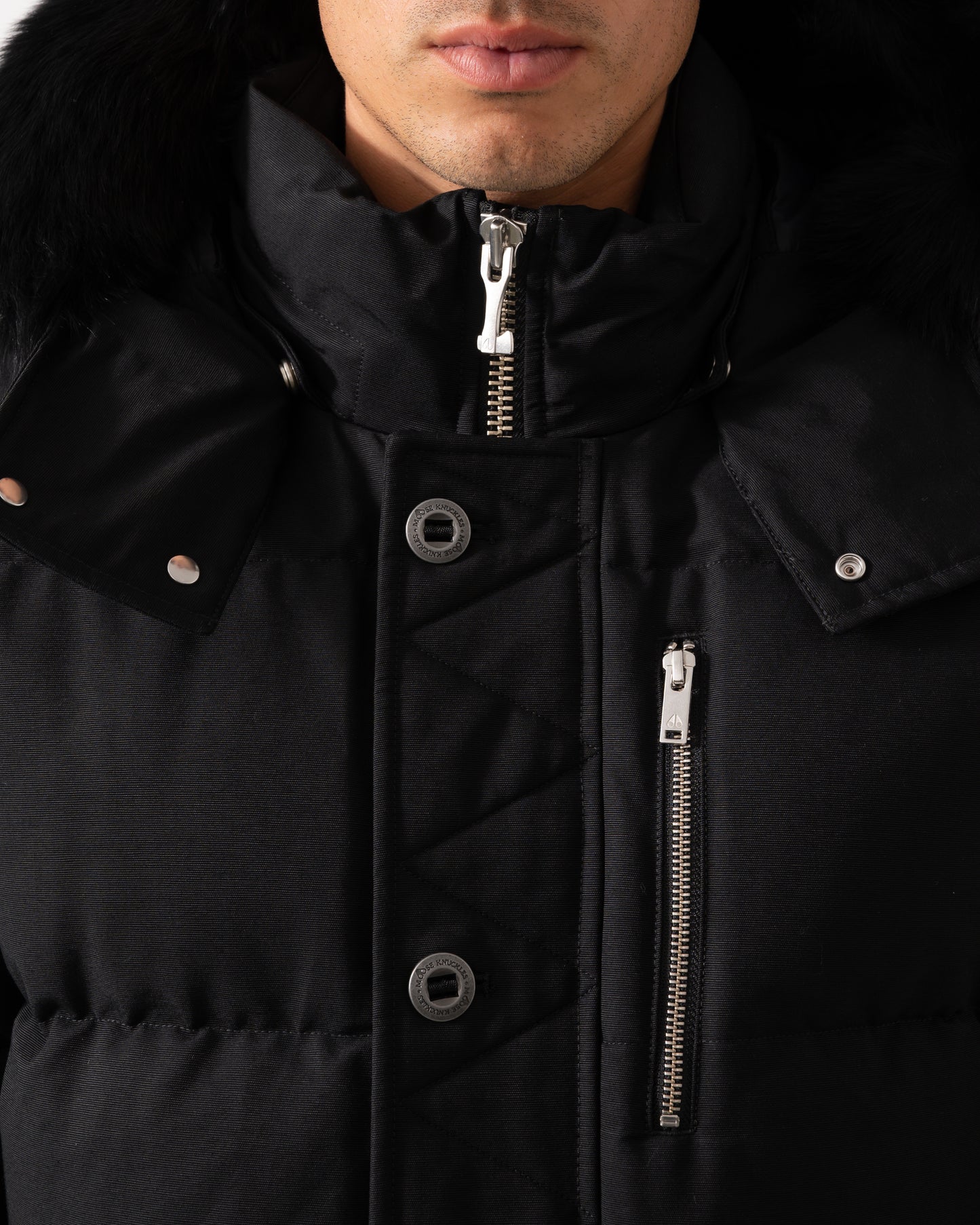 Moose Knuckles Original 3Q Jacket - Black With Black Shearling 305