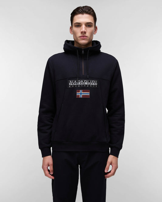 Napapijri Burgee 2.0 Mens Half Zip Hoodie - Black 041