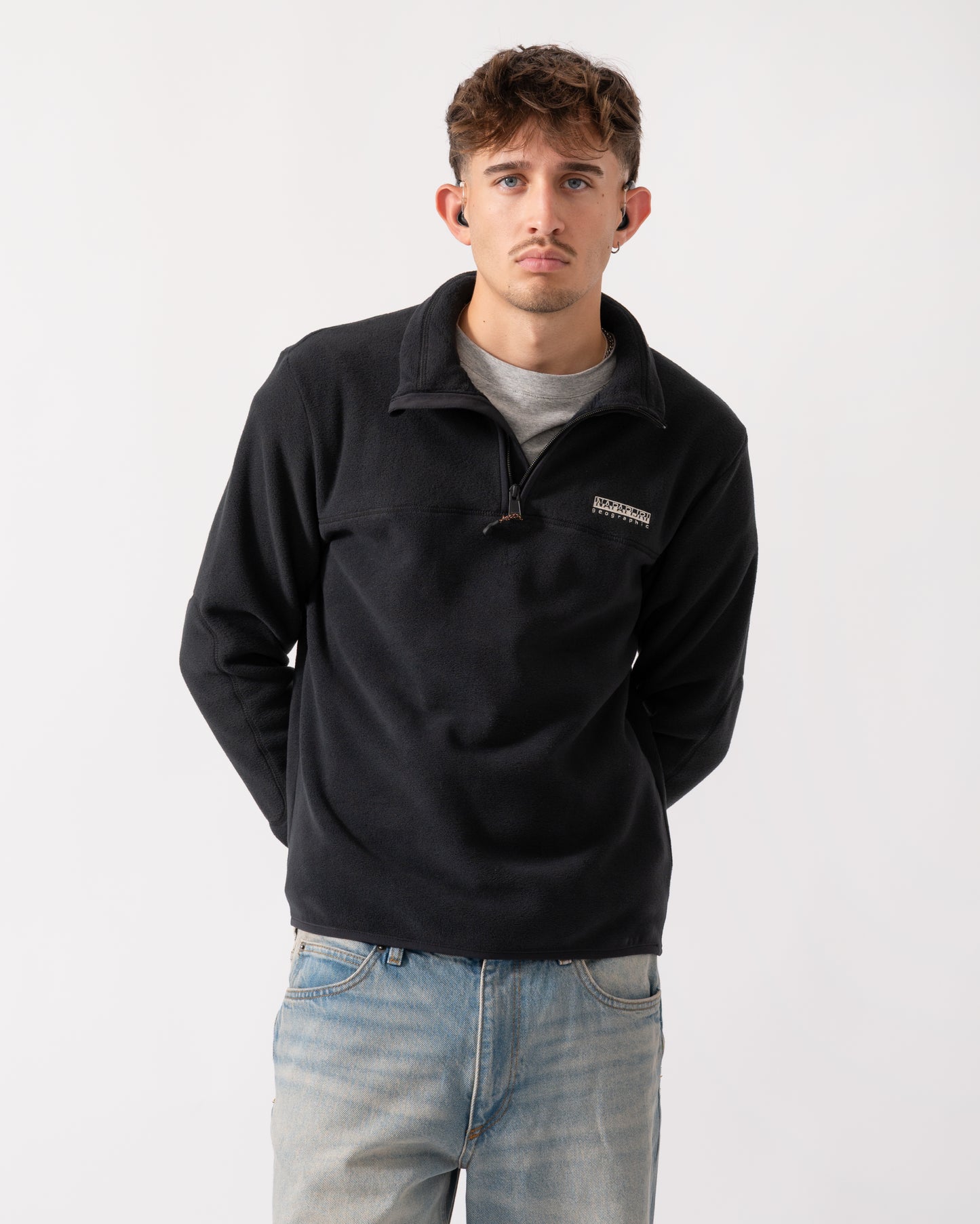 Napapijri Dergana Mens Half Zip Sweatshirt - Black Beauty 941