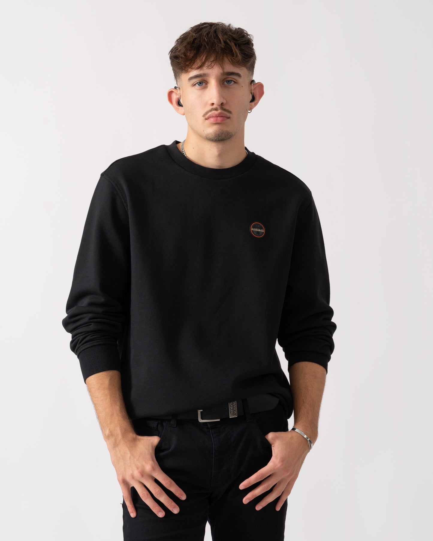 Napapijri Badge Mens Crew Neck Sweatshirt - Black Beauty 941
