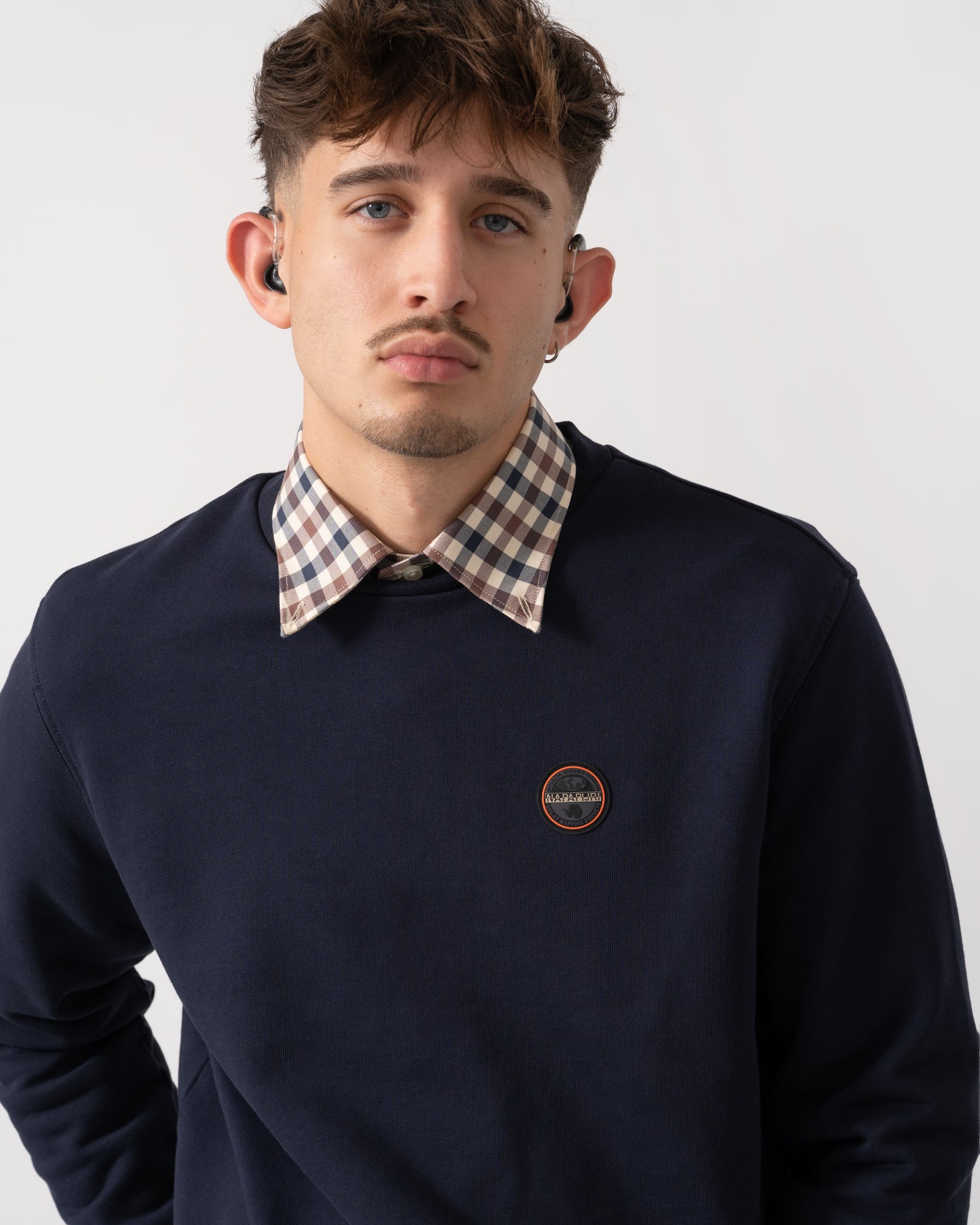 Napapijri Badge Mens Crew Neck Sweatshirt - Blue Marine 176