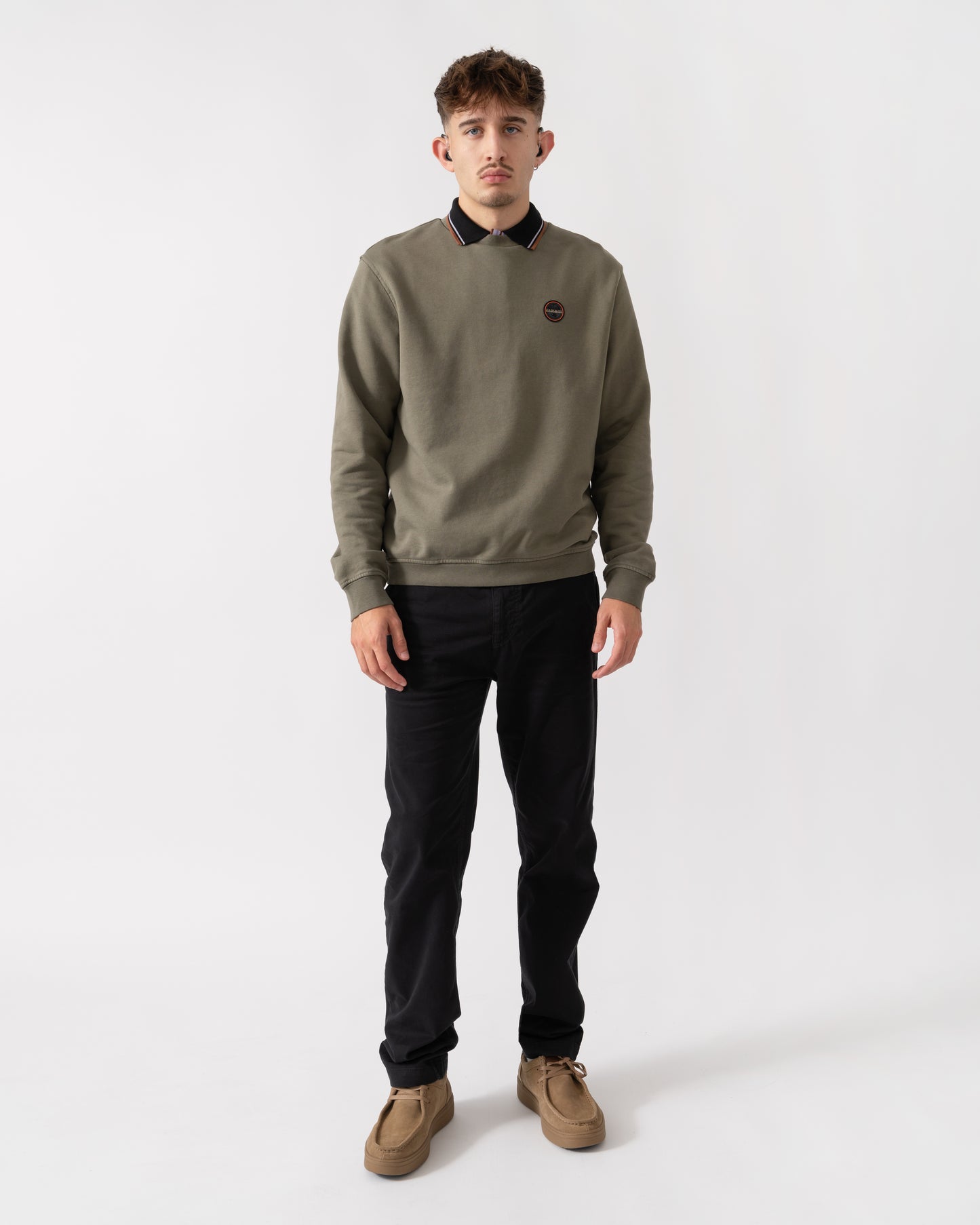 Napapijri Badge Mens Crew Neck Sweatshirt - Tea Leaf G0A