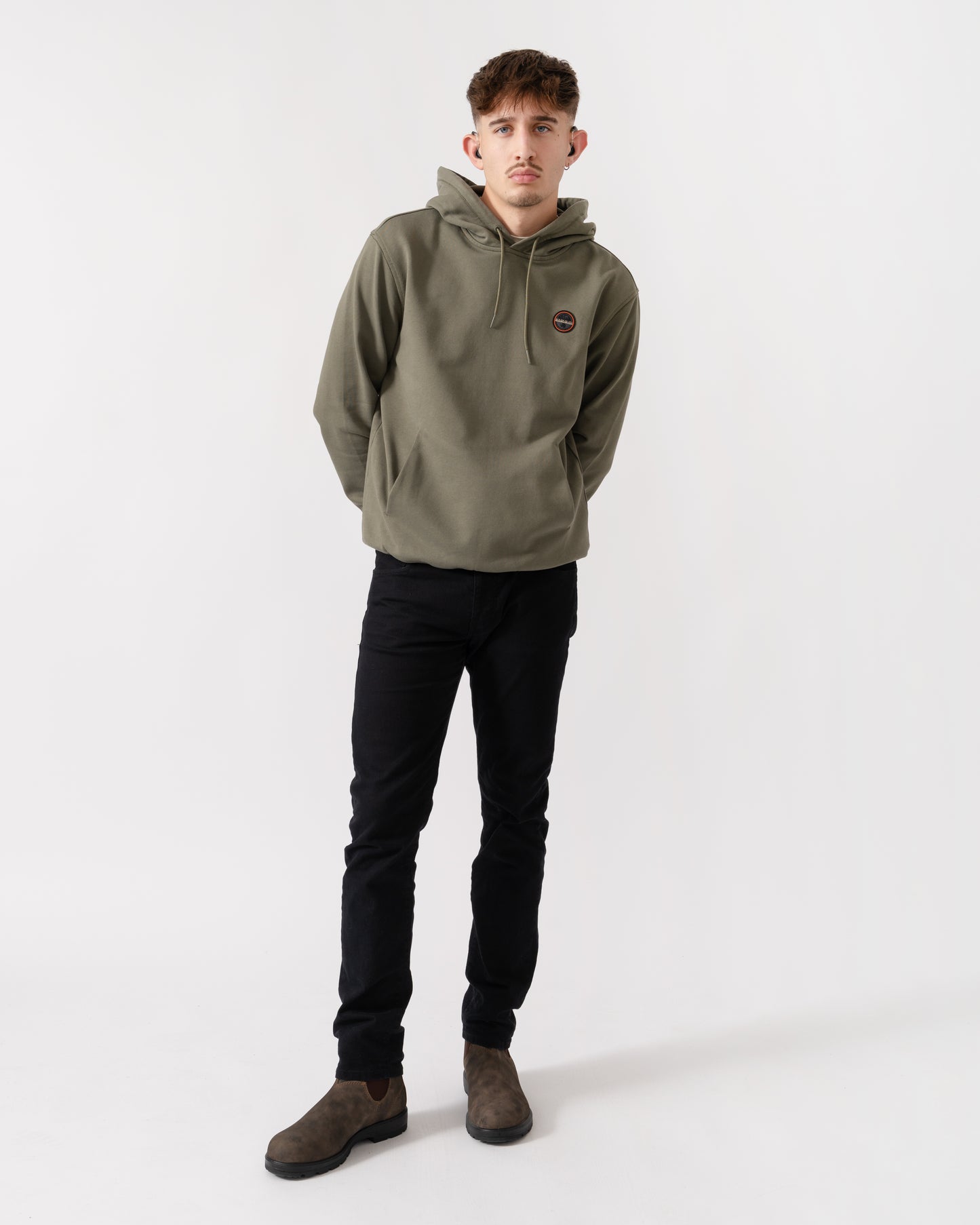 Napapijri Badge Mens Hoodie - Tea Leaf G0A