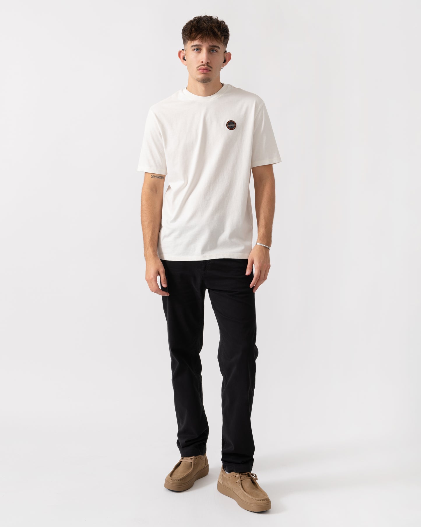 Napapijri Badge Mens Short Sleeve T-Shirt - White Heron 206