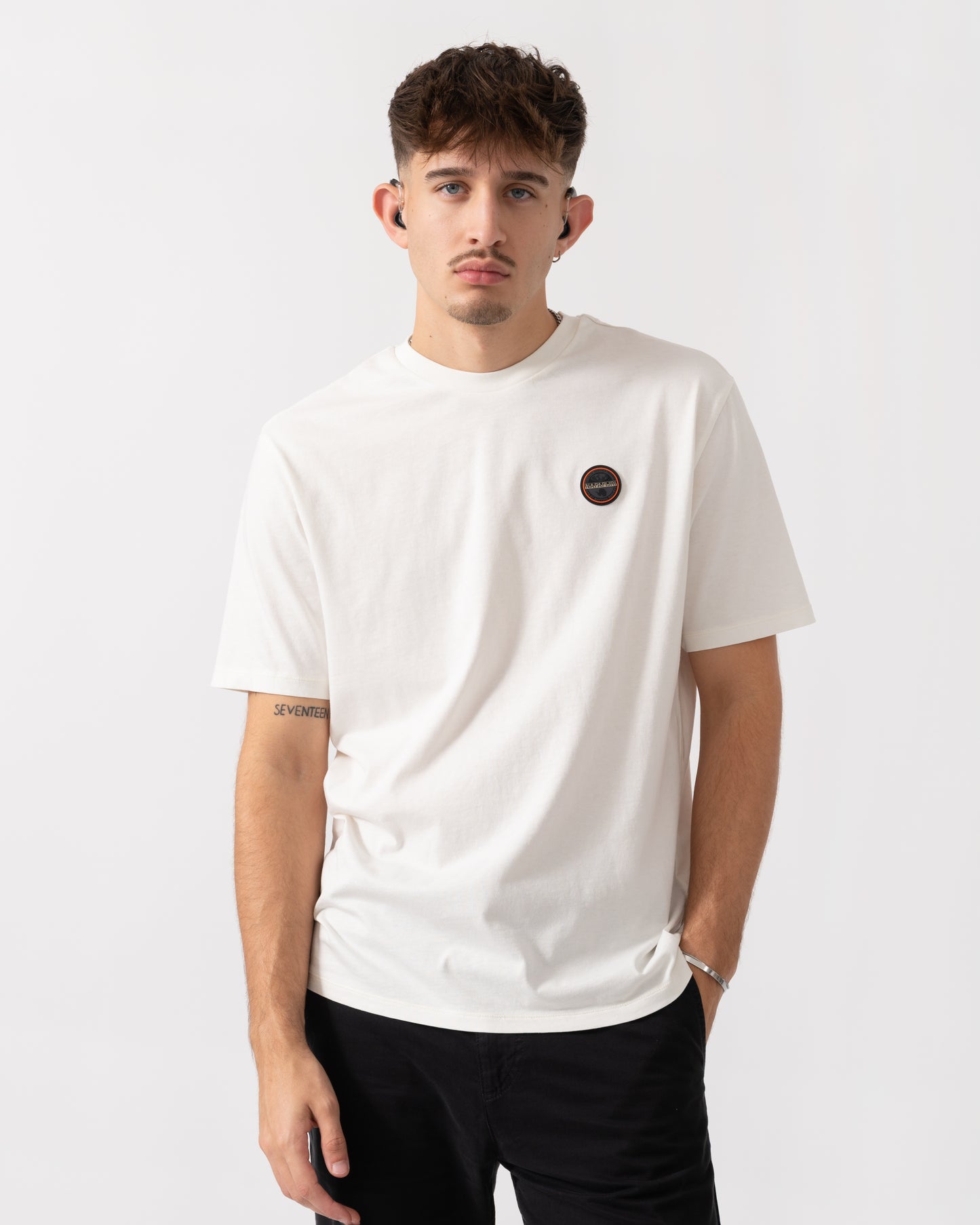 Napapijri Badge Mens Short Sleeve T-Shirt - White Heron 206