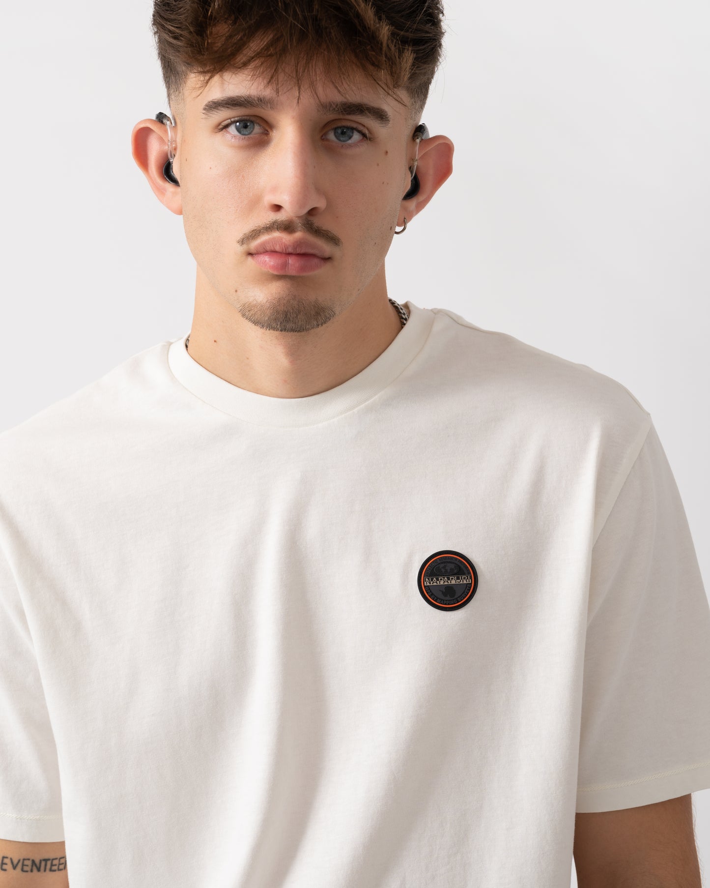 Napapijri Badge Mens Short Sleeve T-Shirt - White Heron 206