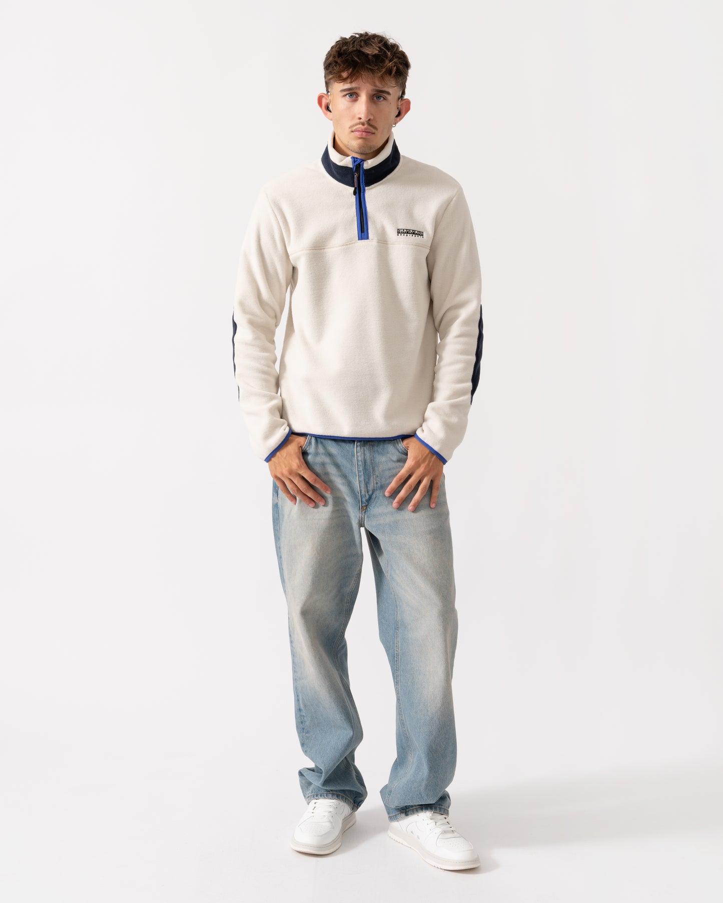 Napapijri Dergana Mens Half Zip Sweatshirt - Beige Dimity N1J