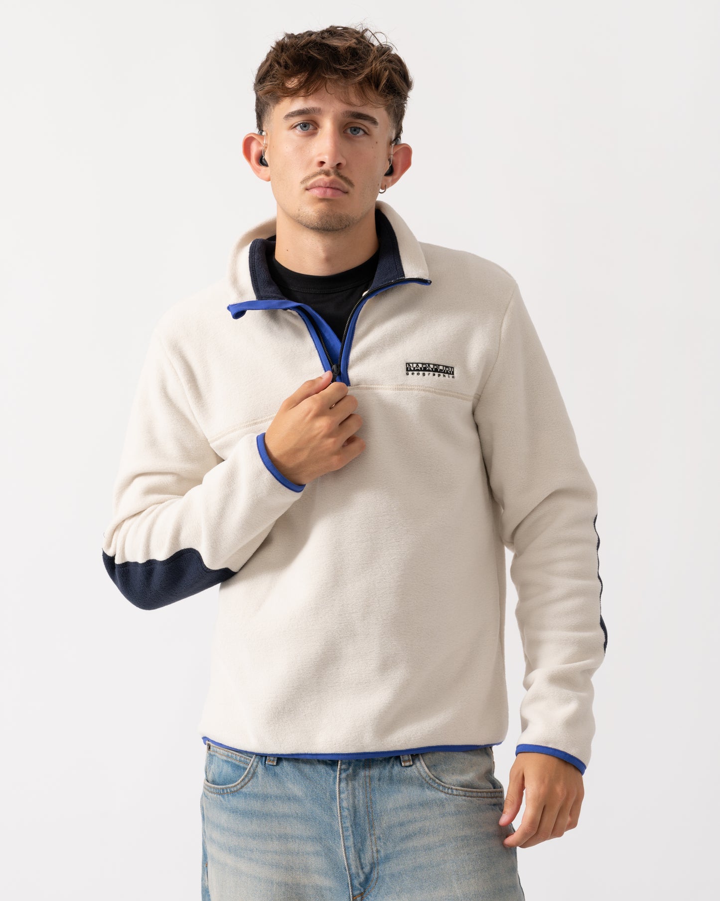 Napapijri Dergana Mens Half Zip Sweatshirt - Beige Dimity N1J