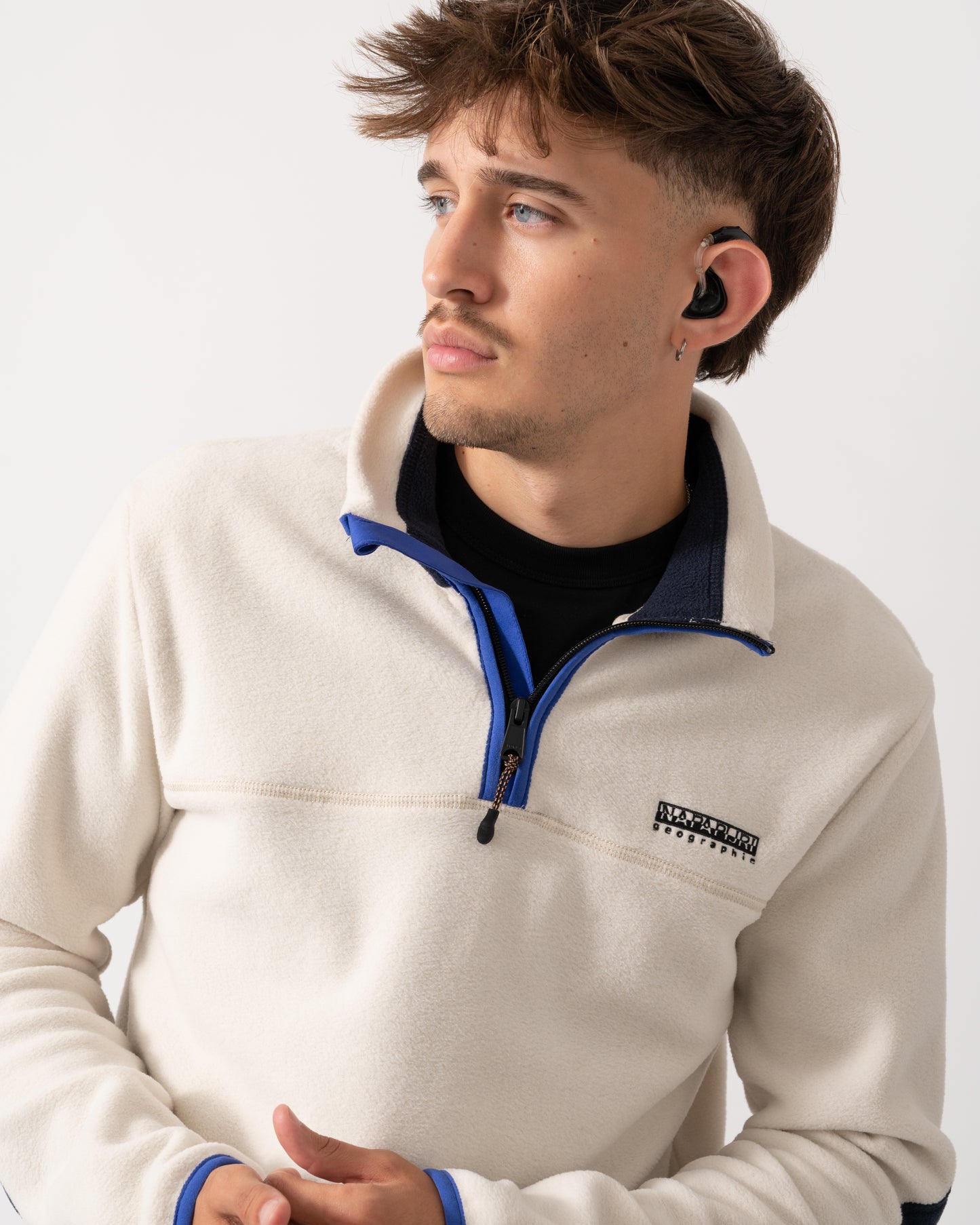 Napapijri Dergana Mens Half Zip Sweatshirt - Beige Dimity N1J
