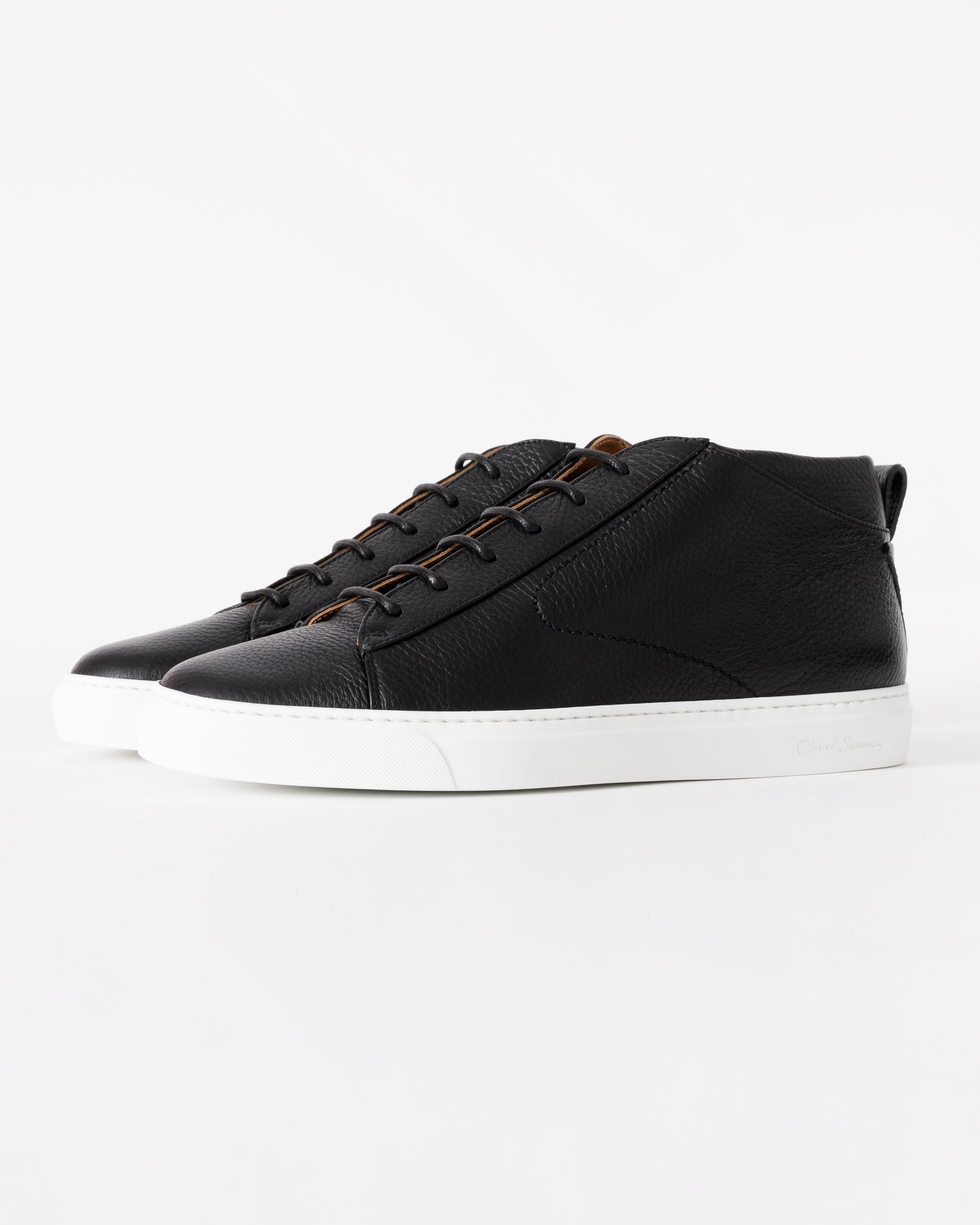 Oliver Sweeney Fermo Mens Mid Cut Deer Leather Trainers - Black