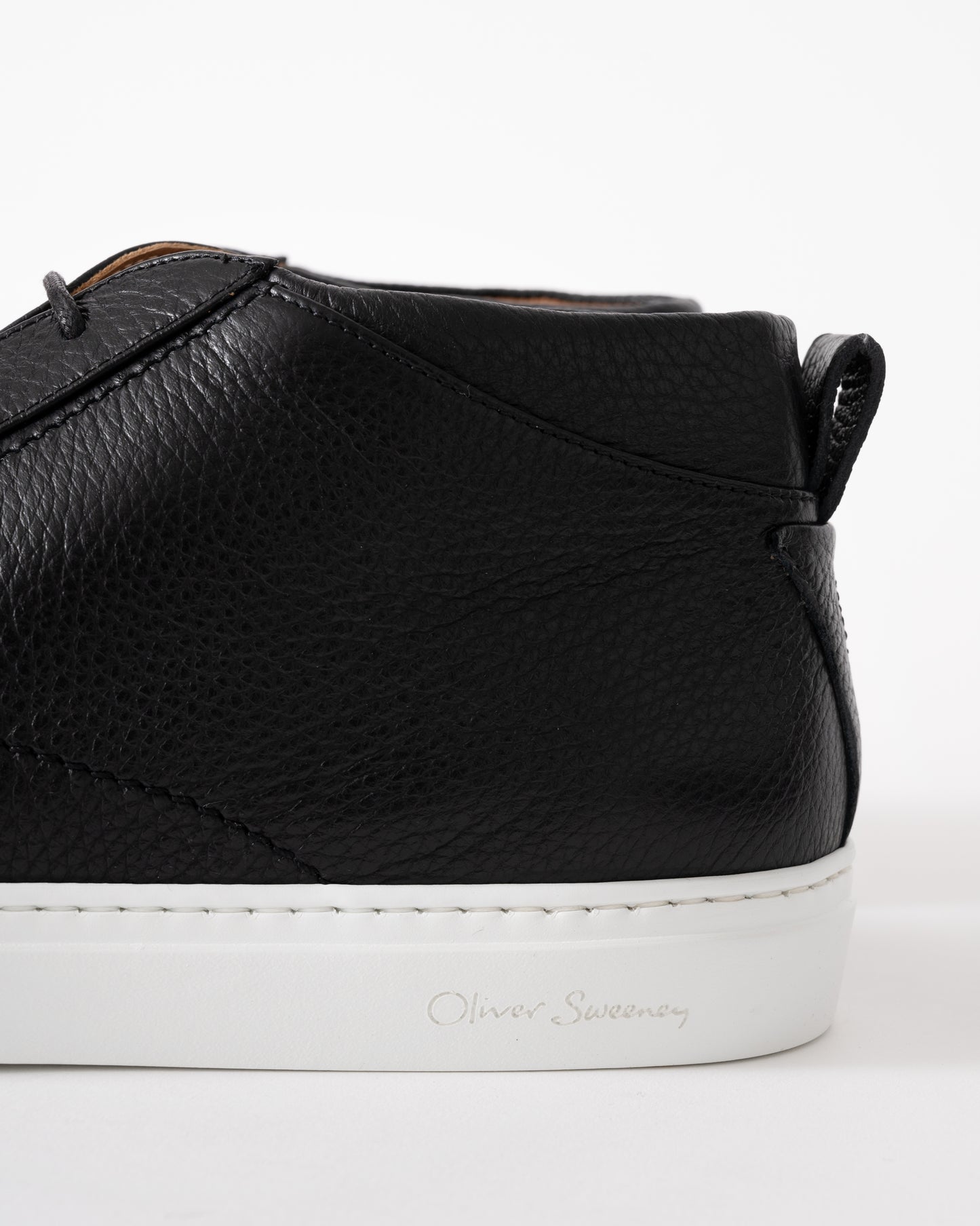 Oliver Sweeney Fermo Mens Mid Cut Deer Leather Trainers - Black
