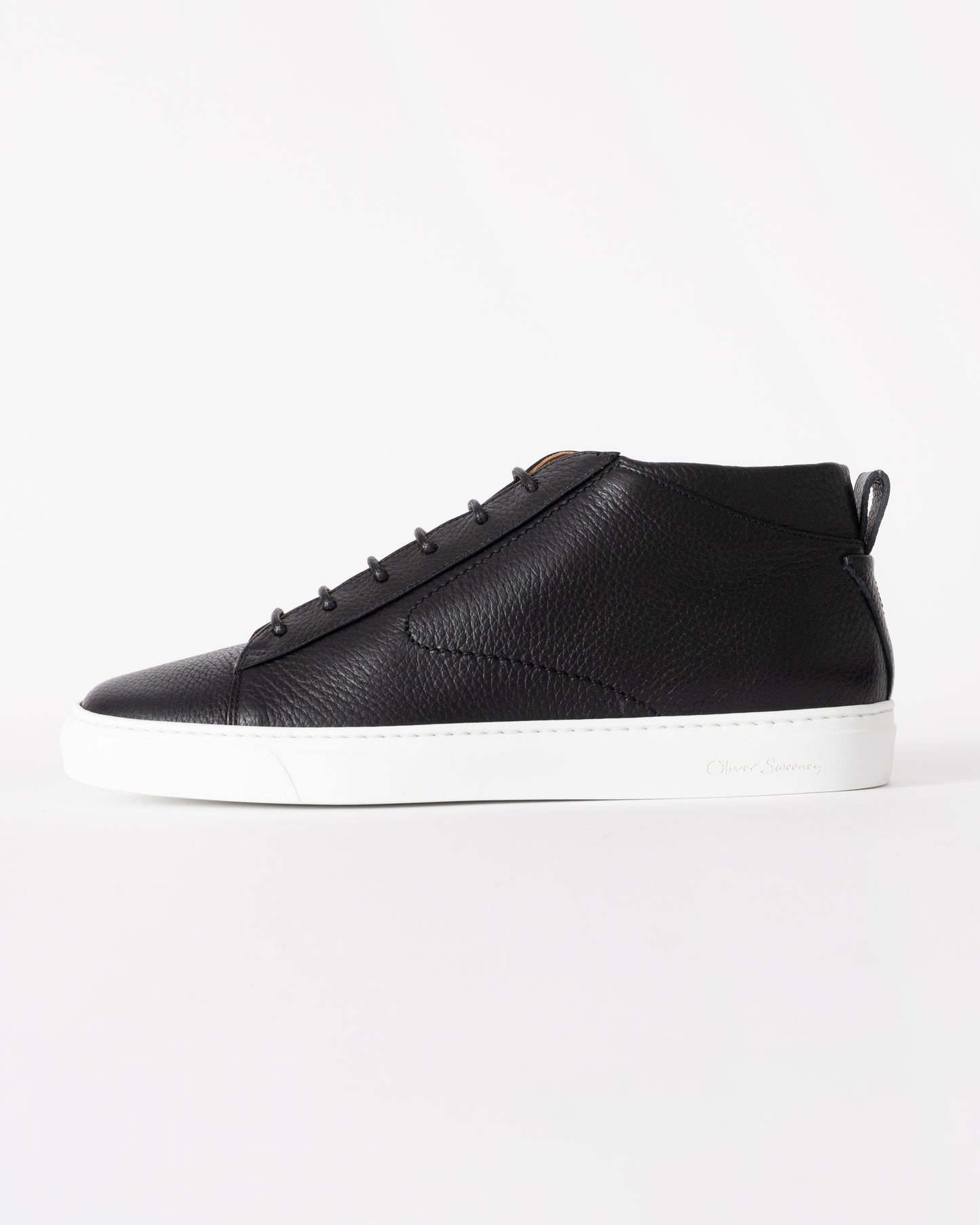 Oliver Sweeney Fermo Mens Mid Cut Deer Leather Trainers - Black
