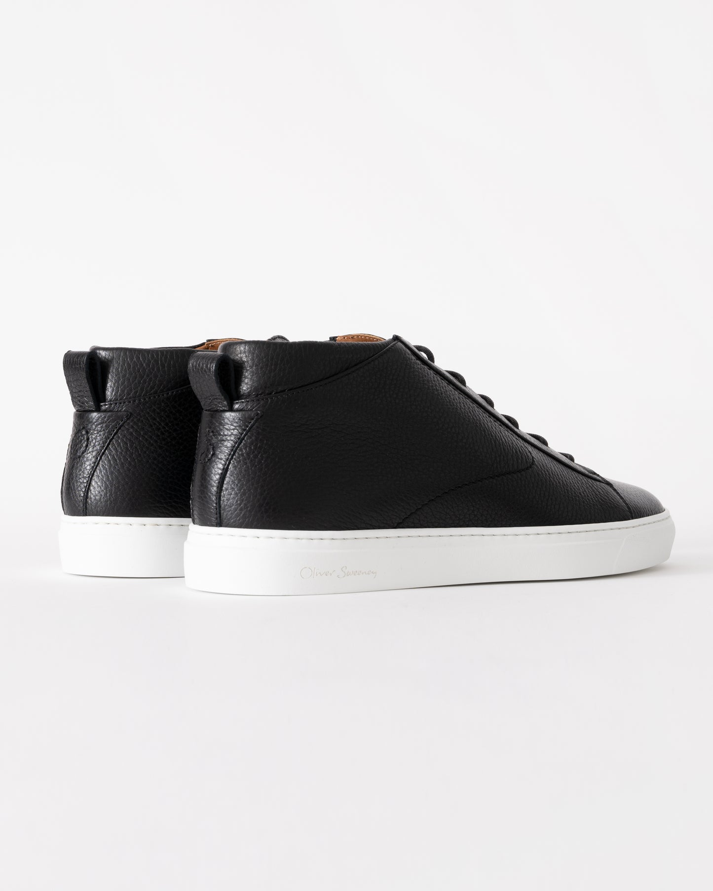Oliver Sweeney Fermo Mens Mid Cut Deer Leather Trainers - Black