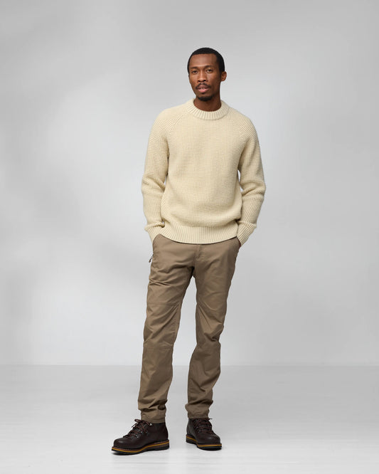Fjallraven Ovik Waffle Knit Mens Jumper - Light Beige 191