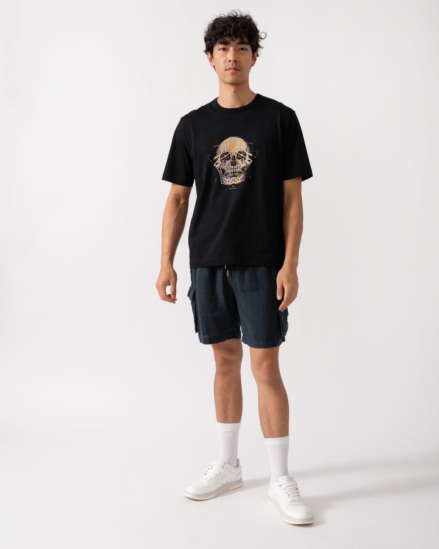 PS Paul Smith Mens Casual Fit Painted Skull T-Shirt - 79 Black