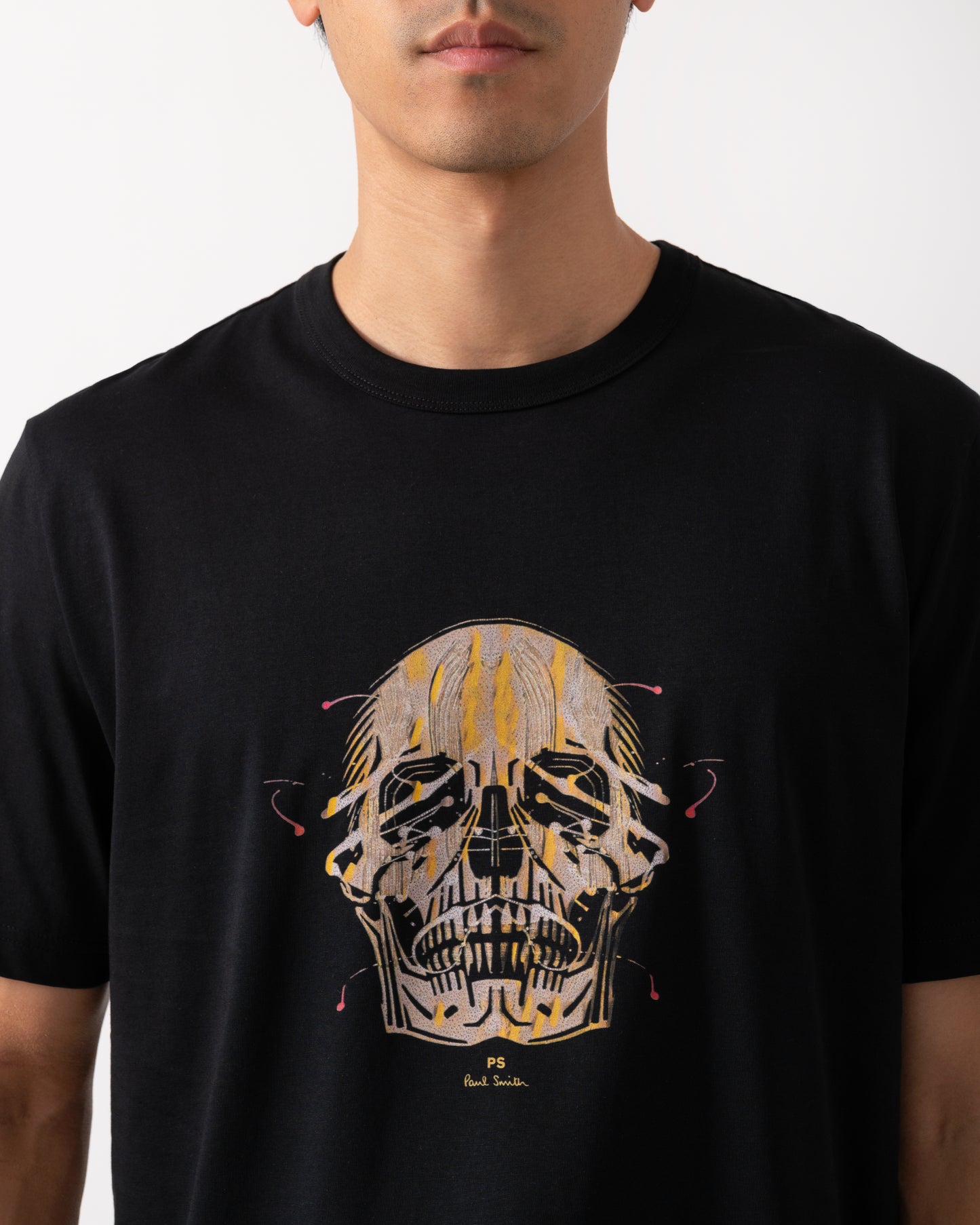 PS Paul Smith Mens Casual Fit Painted Skull T-Shirt - 79 Black