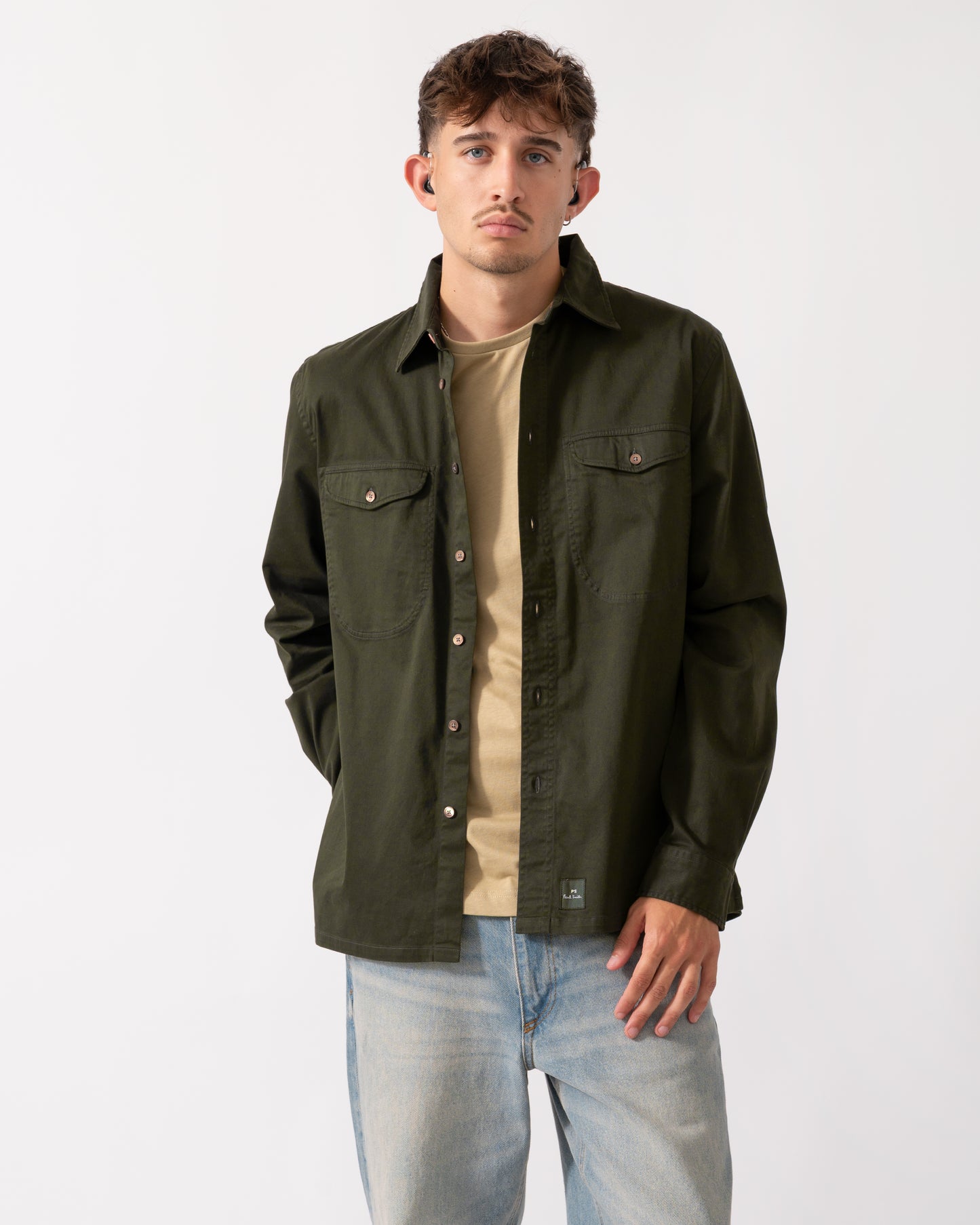 PS Paul Smith Mens Casual Fit Long Sleeve Shirt - 38 Bottle Green