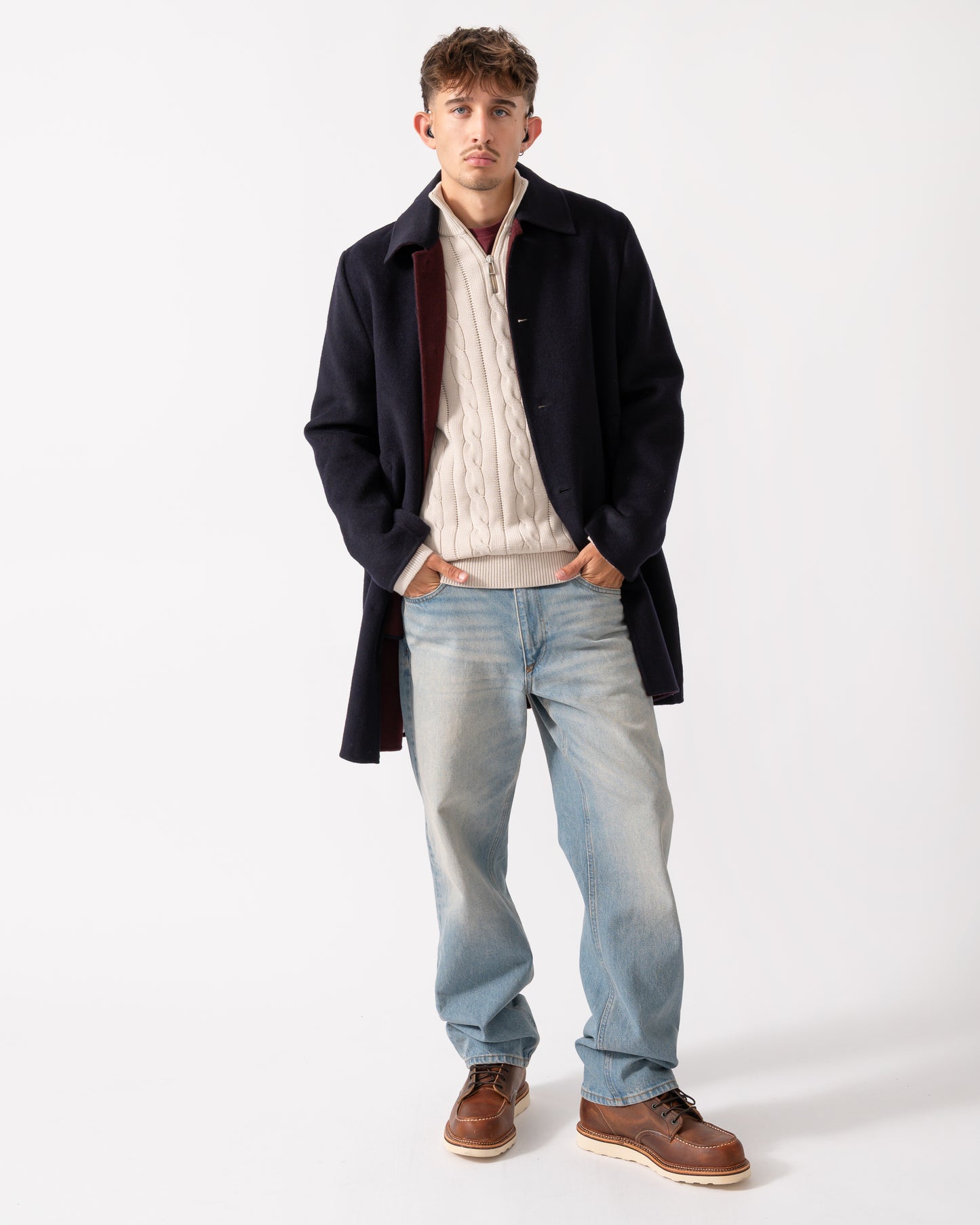 PS Paul Smith Mens Double-Face Wool-Blend Overcoat - 49 Very Dark Navy
