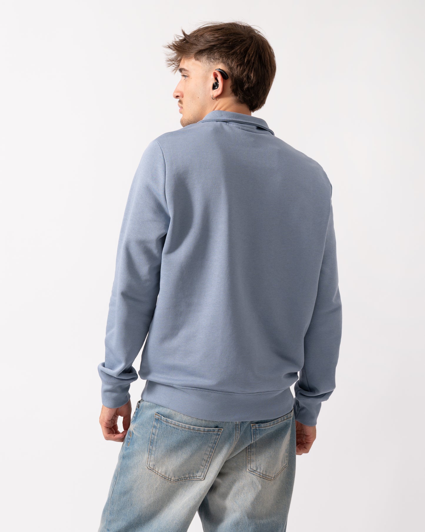PS Paul Smith Mens Long Sleeve Half Zip Top with Zebra Logo - 43G Greyish Blue