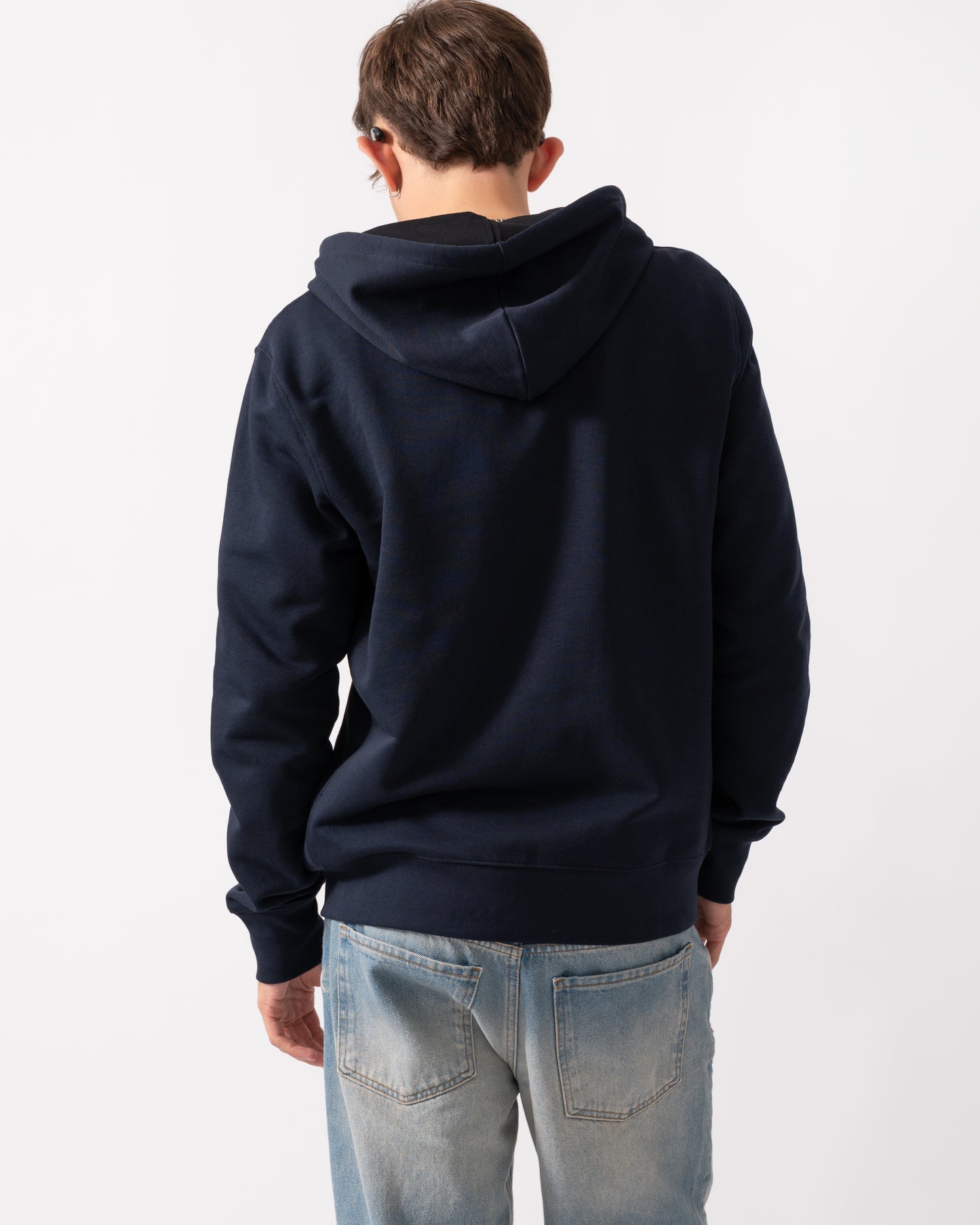 PS Paul Smith Mens Reg Fit Zip Hoodie with Zebra Logo - 49 Very Dark Navy