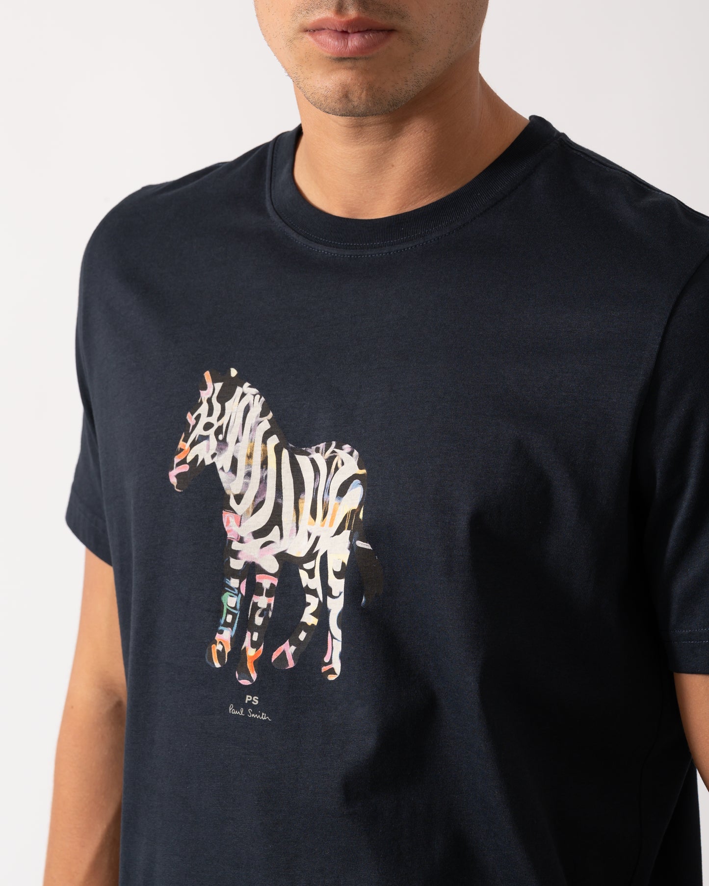 PS Paul Smith Mens Regular Fit Large Zebra Logo T-Shirt - 49 Very Dark Navy