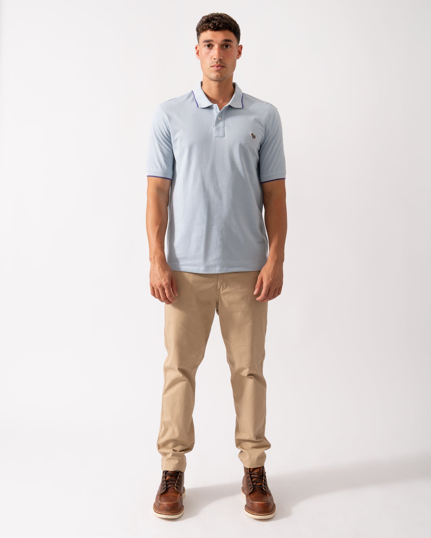 PS Paul Smith Mens Short Sleeve Zebra Badge Polo - 40C Light Blue